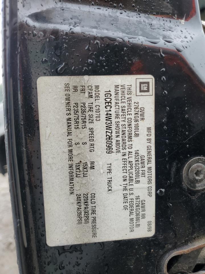 1998 Chevrolet Gmt-400 C1500 VIN: 1GCEC14W3WZ280969 Lot: 65239614