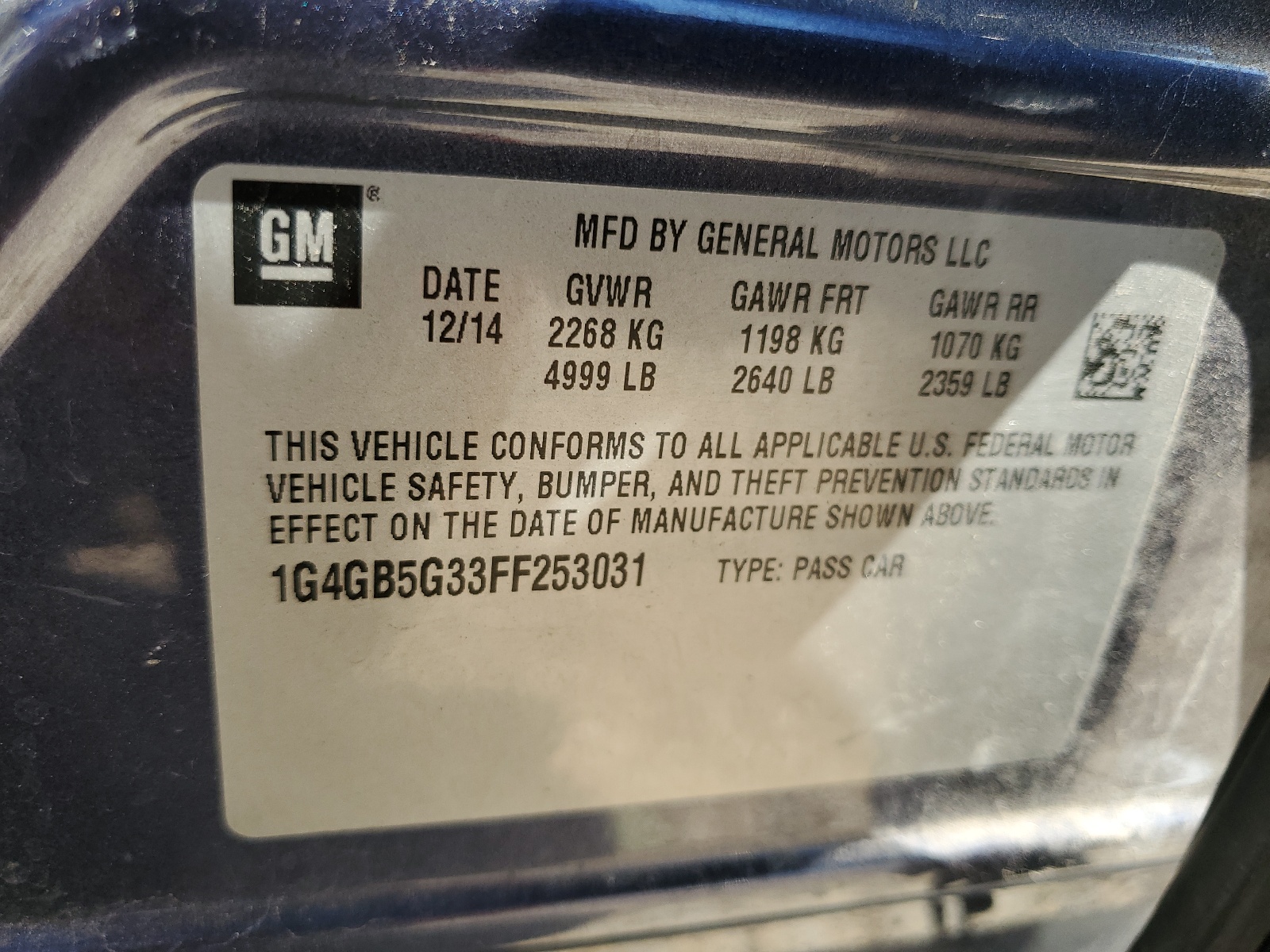 1G4GB5G33FF253031 2015 Buick Lacrosse