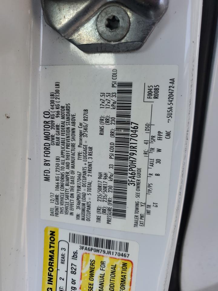 3FA6P0H79JR170467 2018 Ford Fusion Se