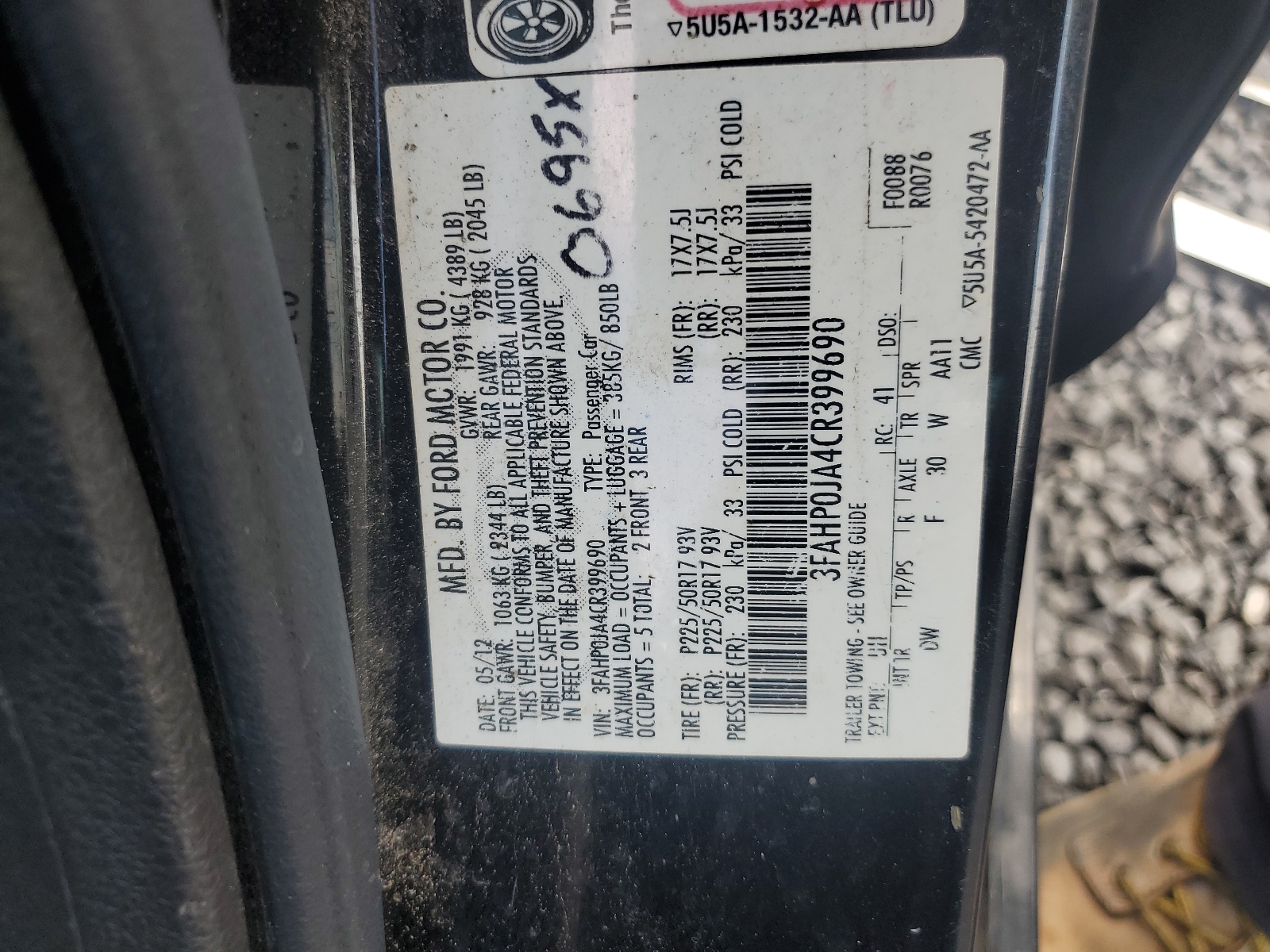 3FAHP0JA4CR399690 2012 Ford Fusion Sel