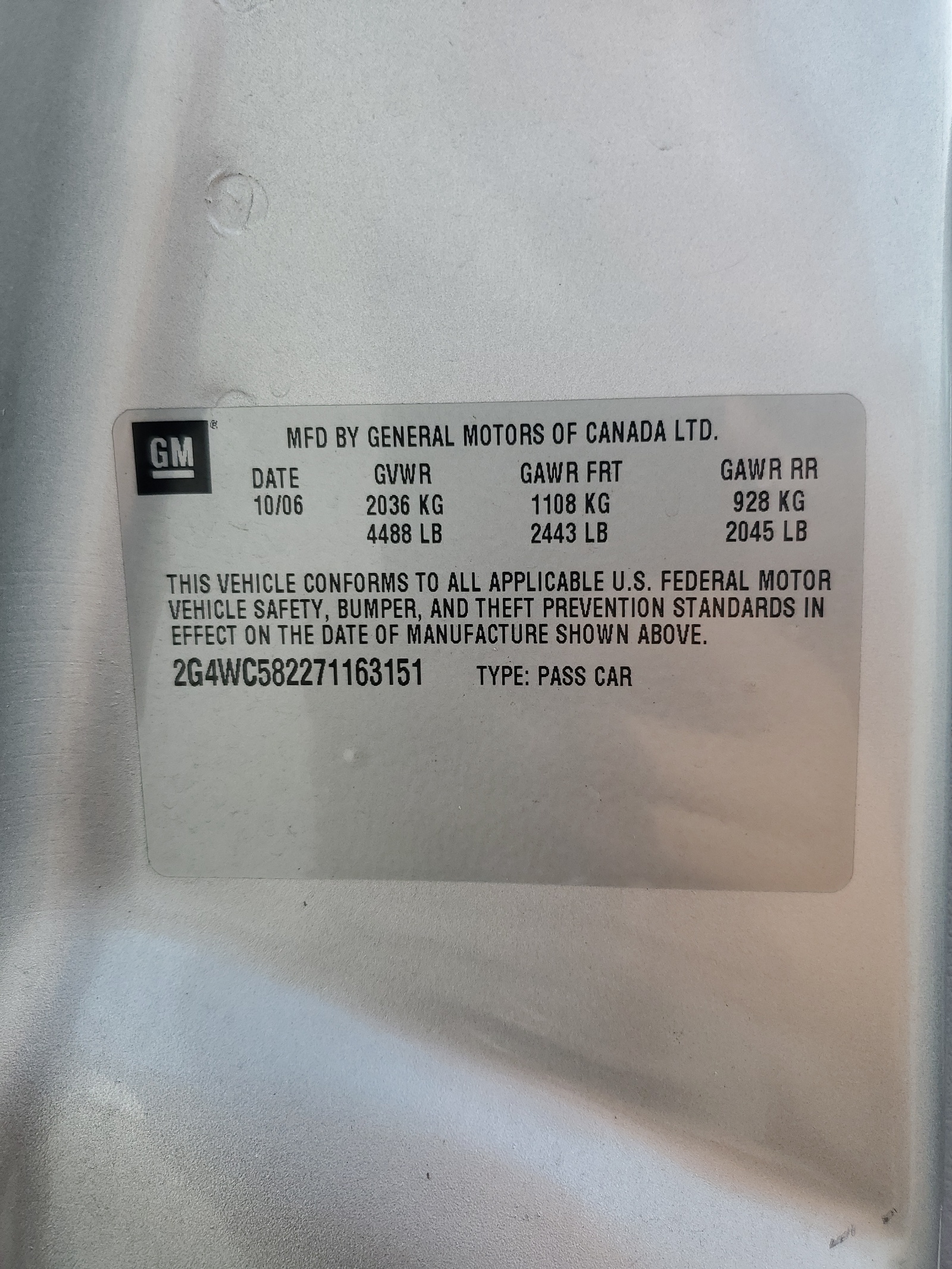 2G4WC582271163151 2007 Buick Lacrosse Cx