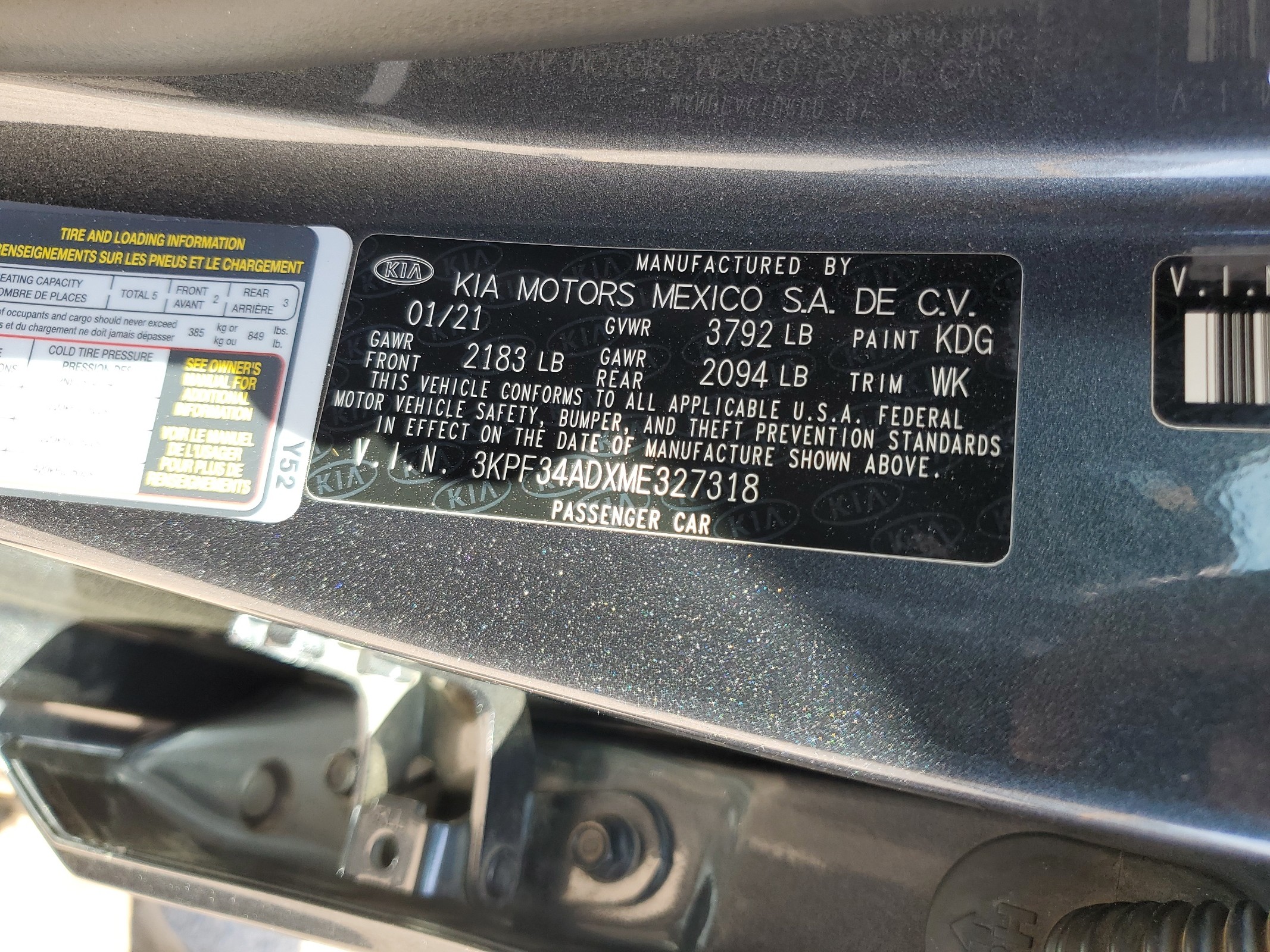 3KPF34ADXME327318 2021 Kia Forte Gt Line