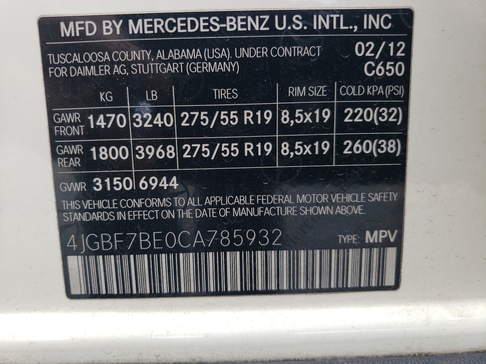 4JGBF7BE0CA785932 2012 Mercedes-Benz Gl 450 4Matic