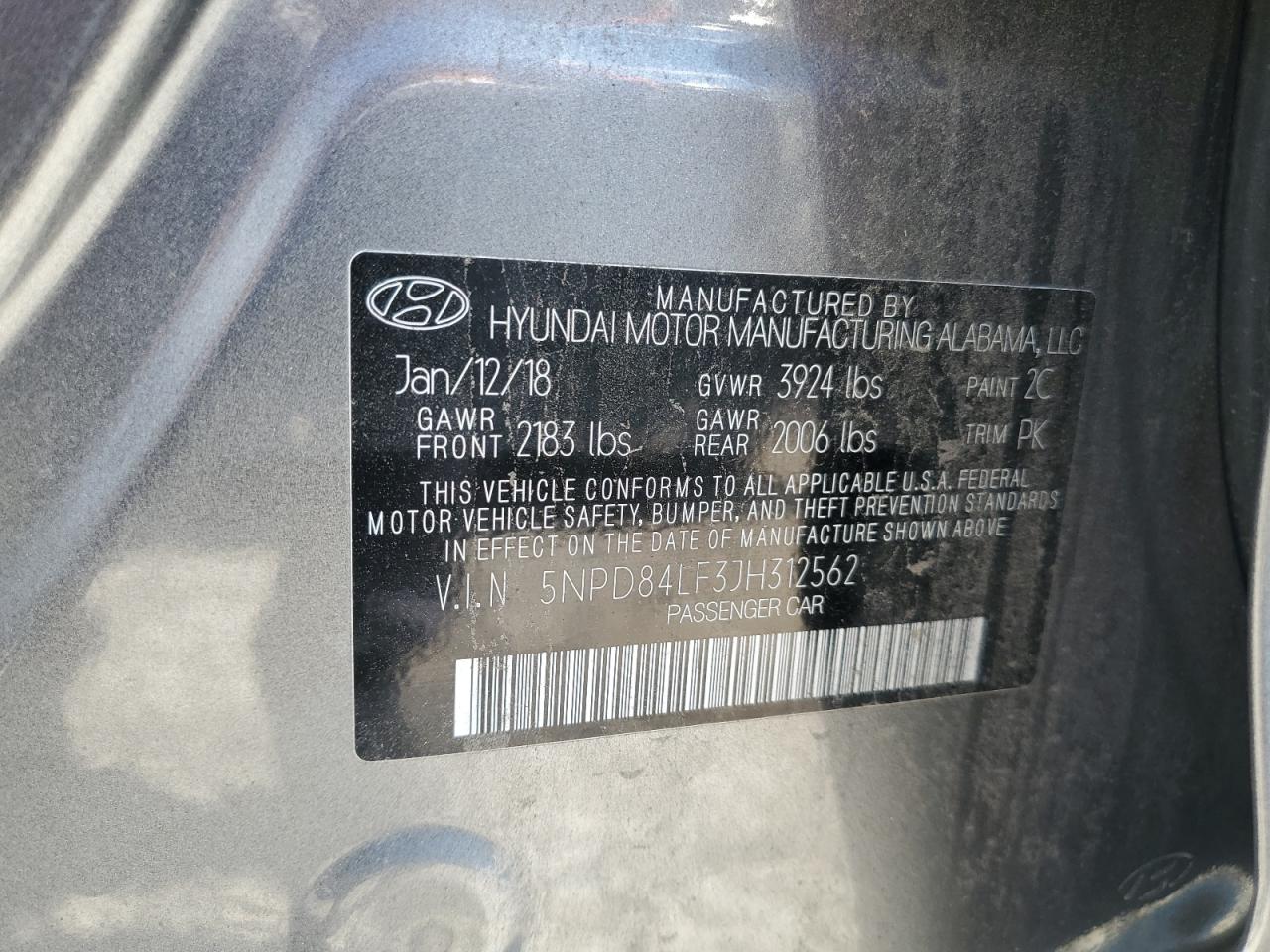 2018 Hyundai Elantra Sel VIN: 5NPD84LF3JH312562 Lot: 63669694