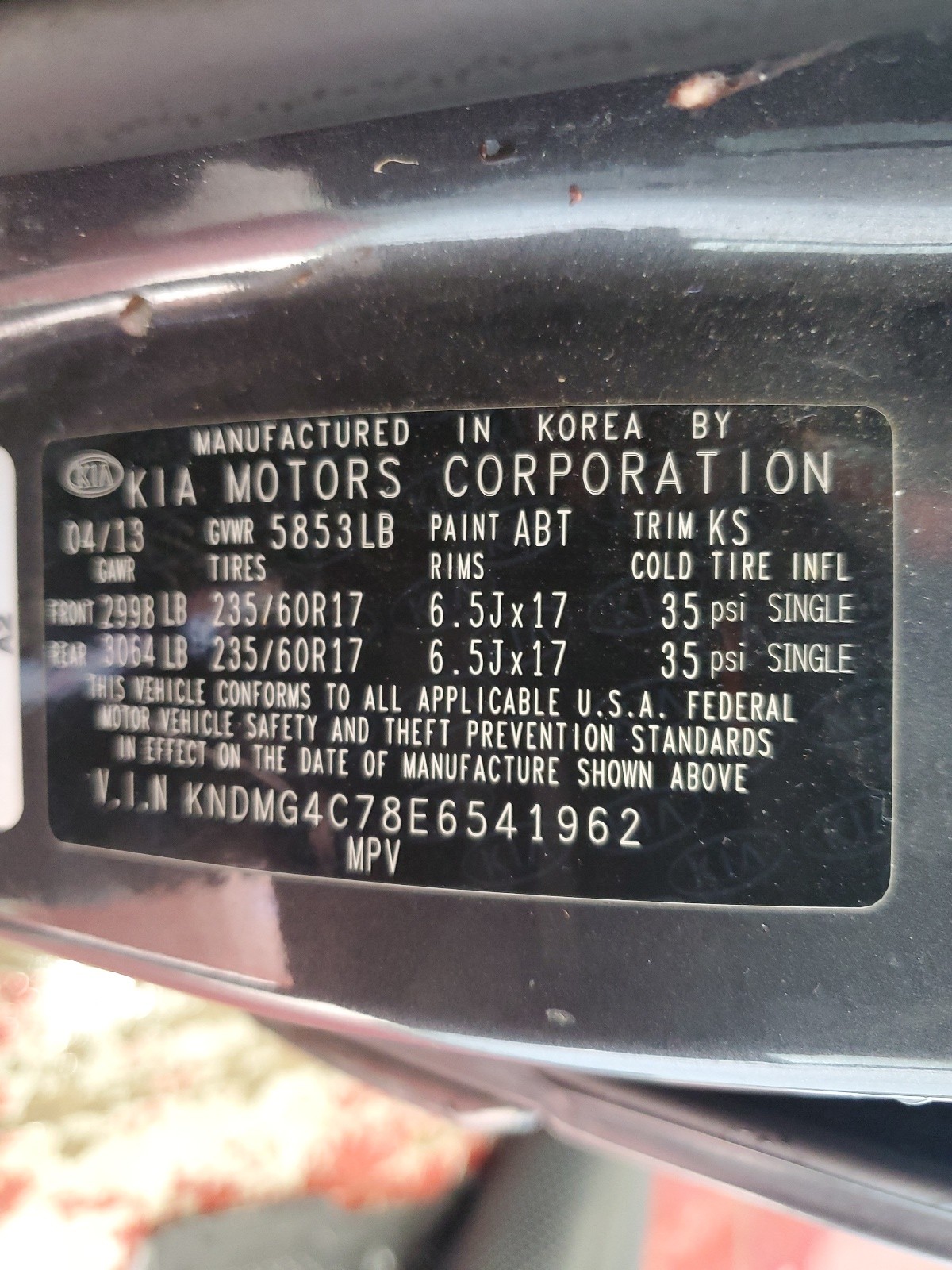 KNDMG4C78E6541962 2014 Kia Sedona Lx