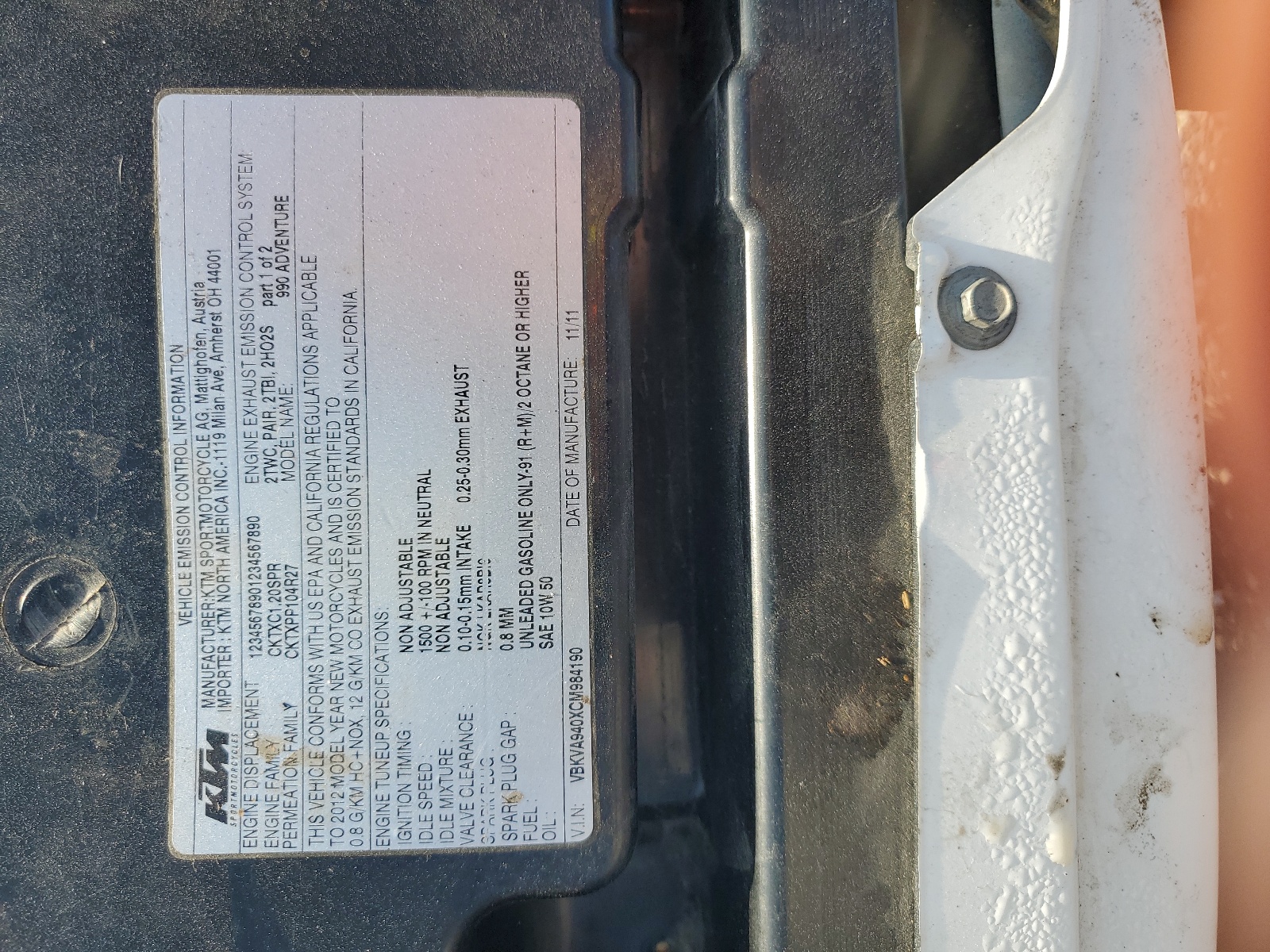 VBKVA940XCM984190 2012 Ktm 990 Adventure R