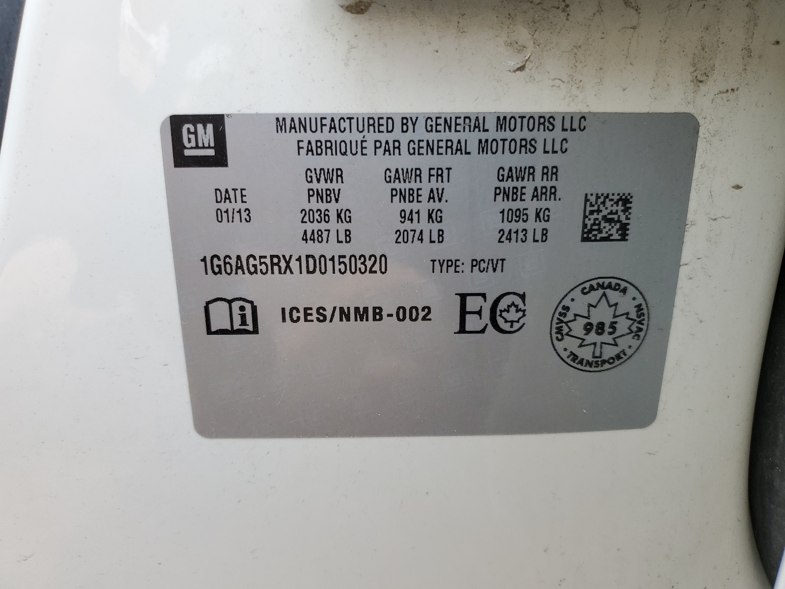 1G6AG5RX1D0150320 2013 Cadillac Ats