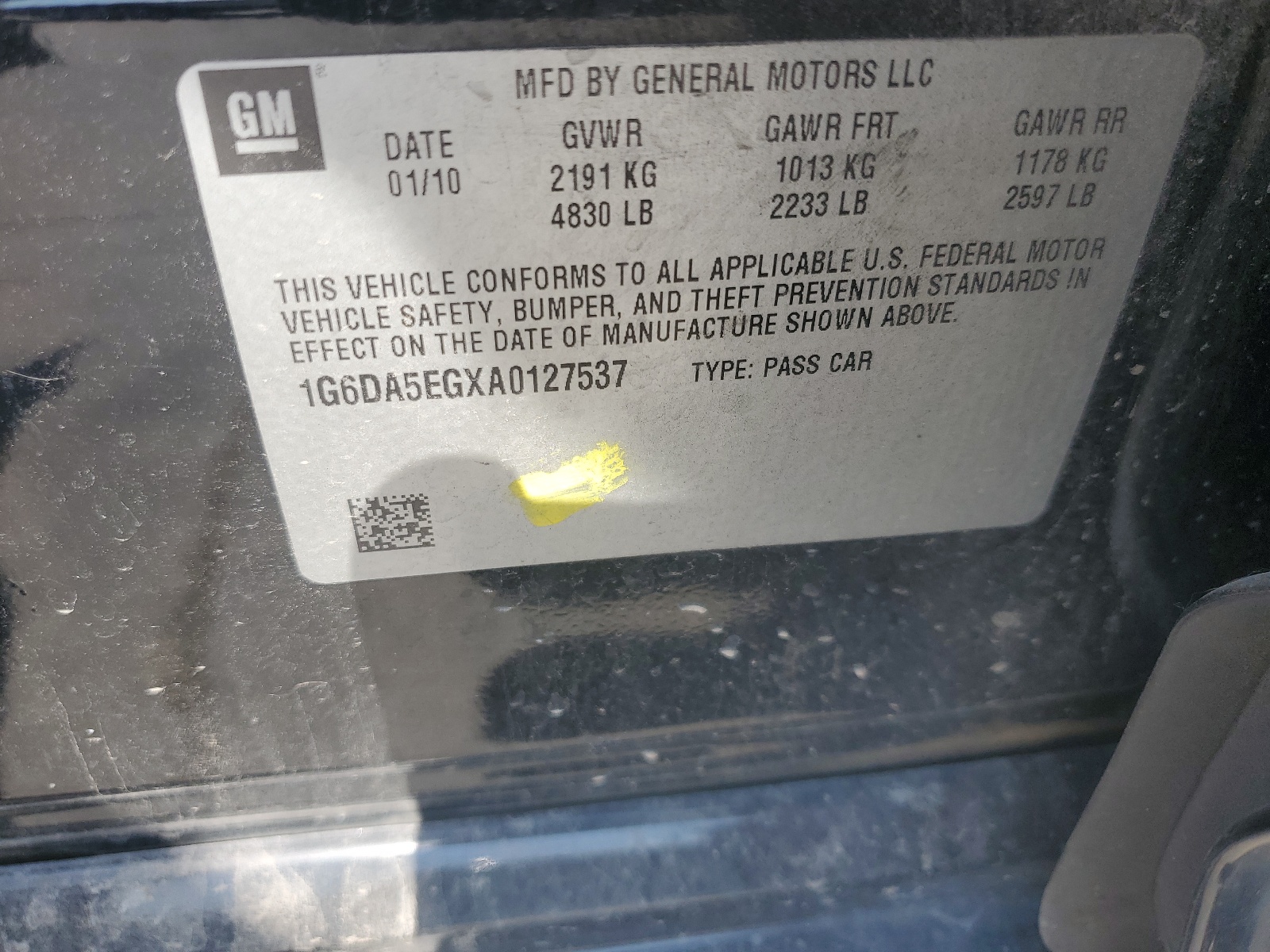 1G6DA5EGXA0127537 2010 Cadillac Cts