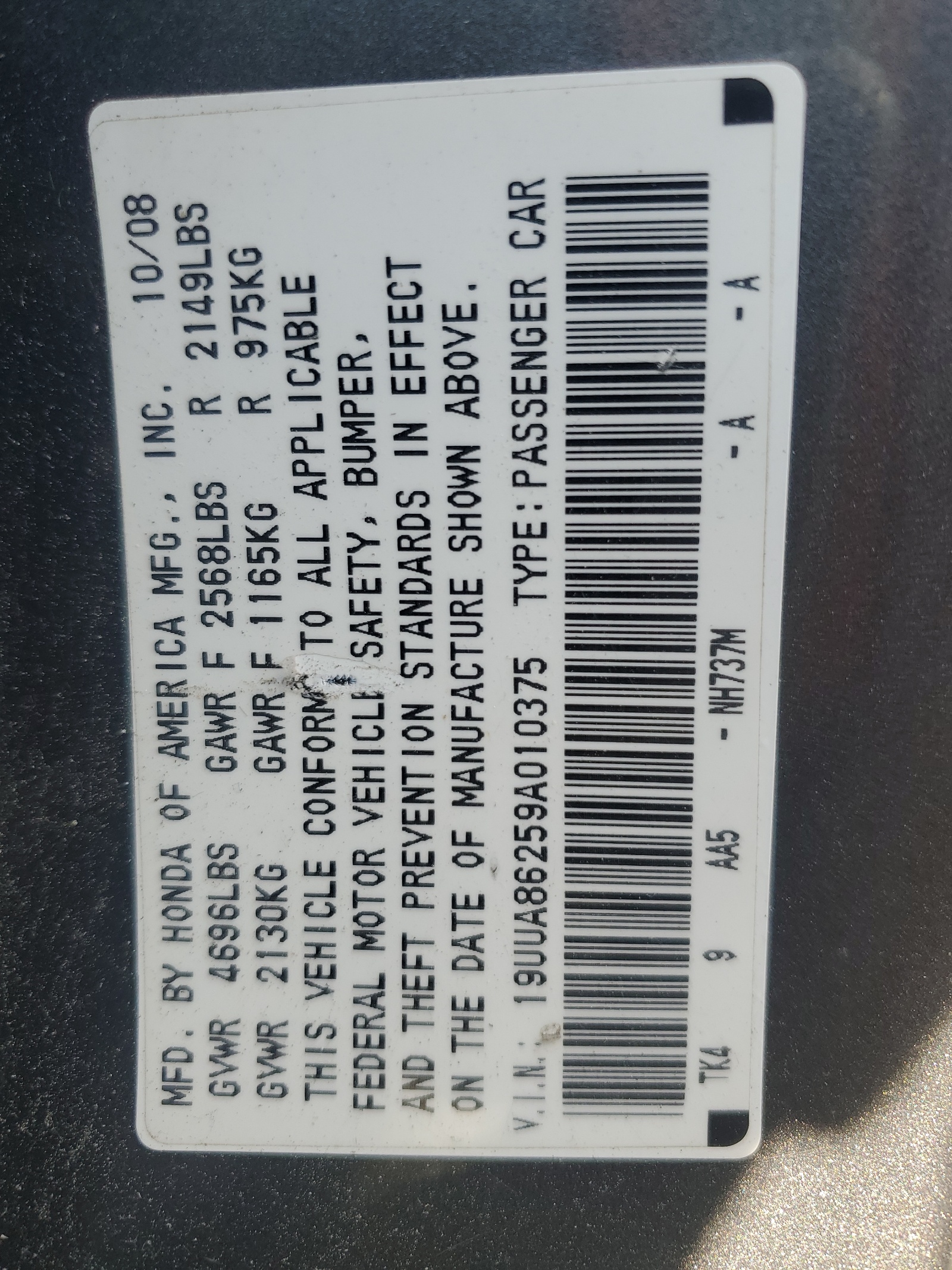 19UUA86259A010375 2009 Acura Tl