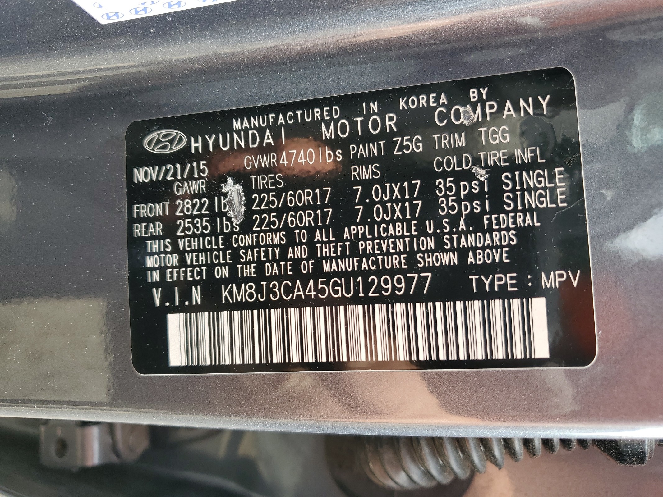 KM8J3CA45GU129977 2016 Hyundai Tucson Limited