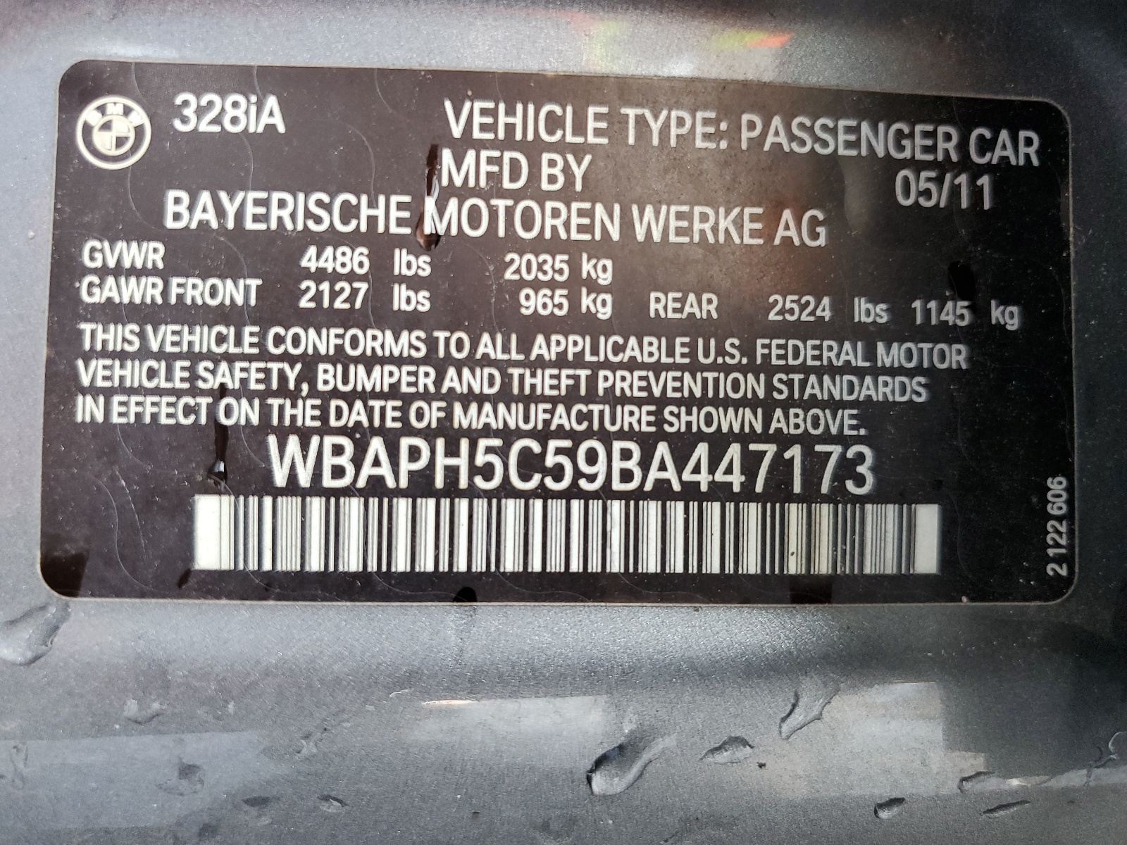 WBAPH5C59BA447173 2011 BMW 328 I Sulev