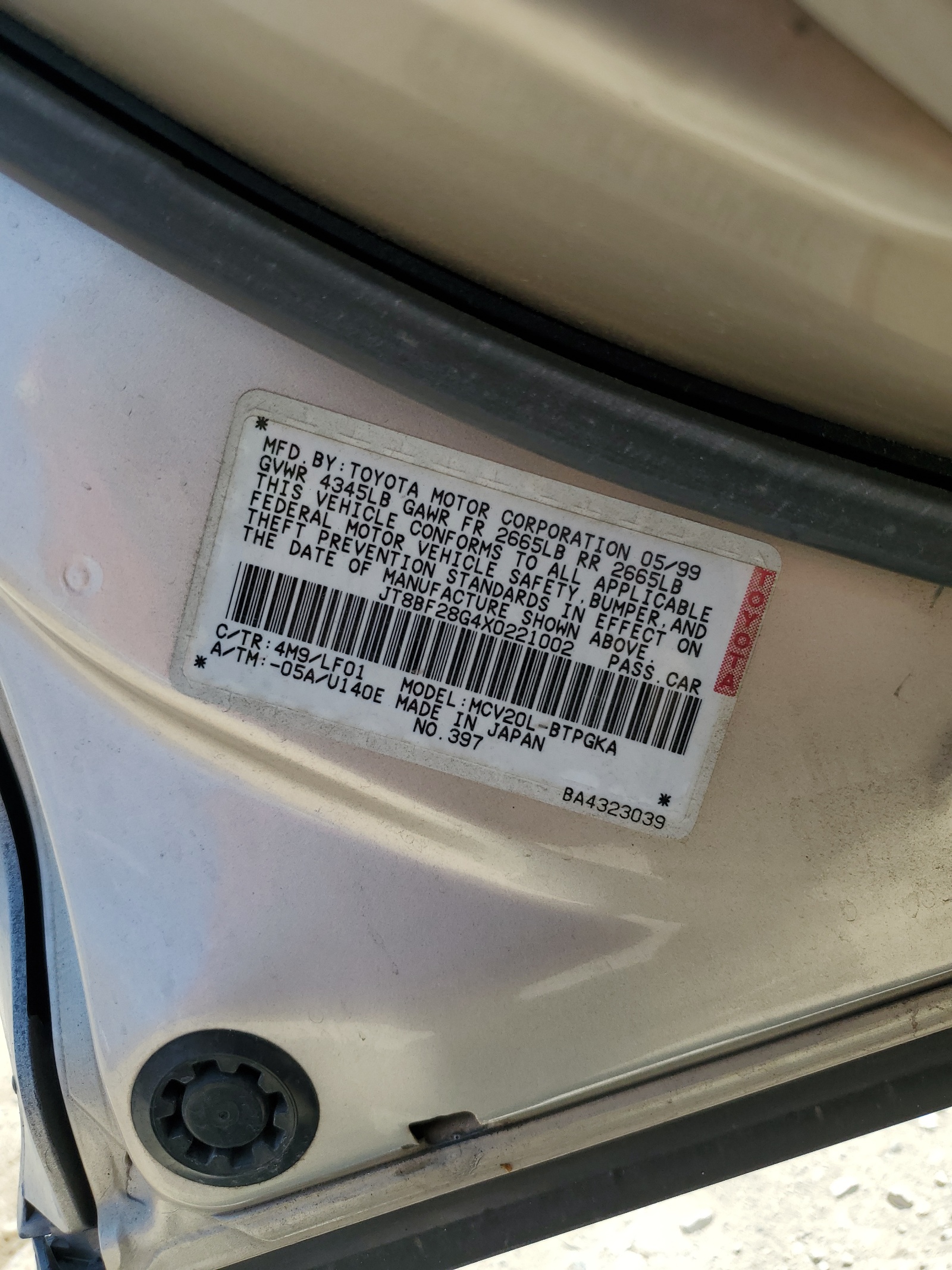 JT8BF28G4X0221002 1999 Lexus Es 300