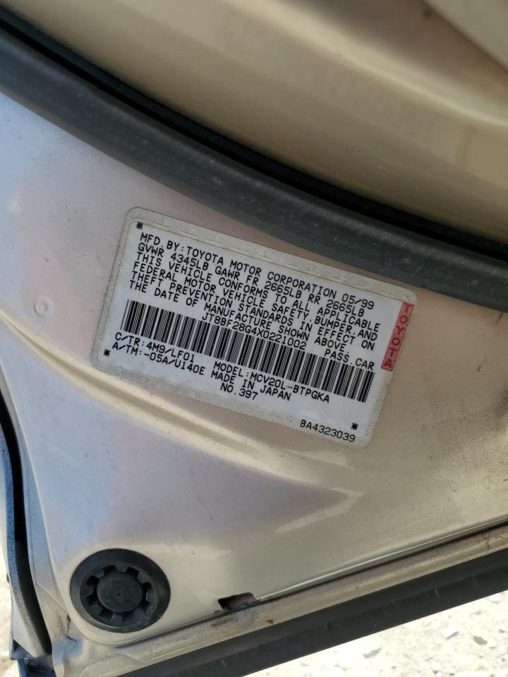 1999 Lexus Es 300 VIN: JT8BF28G4X0221002 Lot: 62563634