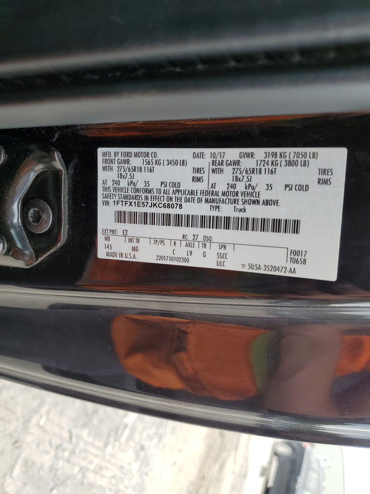 1FTFX1E57JKC68078 2018 Ford F150 Super Cab