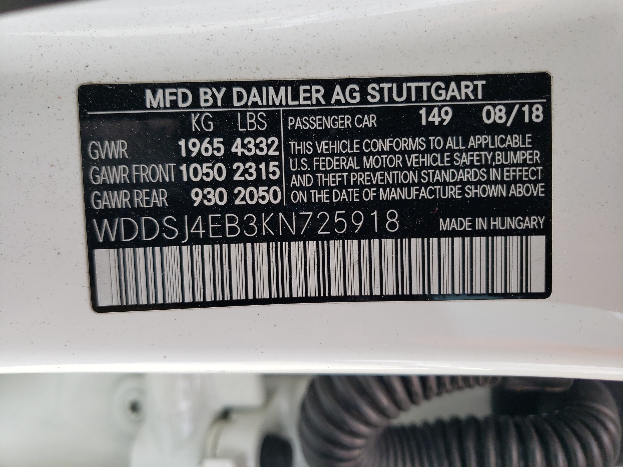 WDDSJ4EB3KN725918 2019 Mercedes-Benz Cla 250