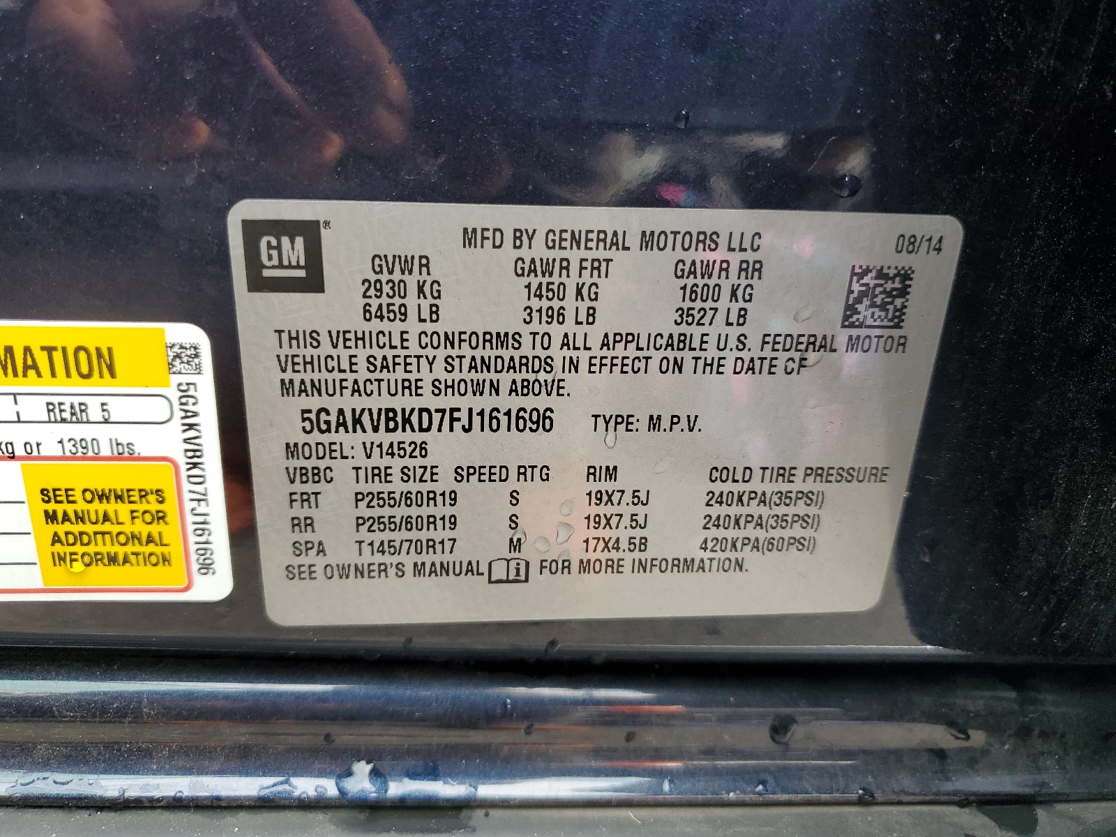 5GAKVBKD7FJ161696 2015 Buick Enclave