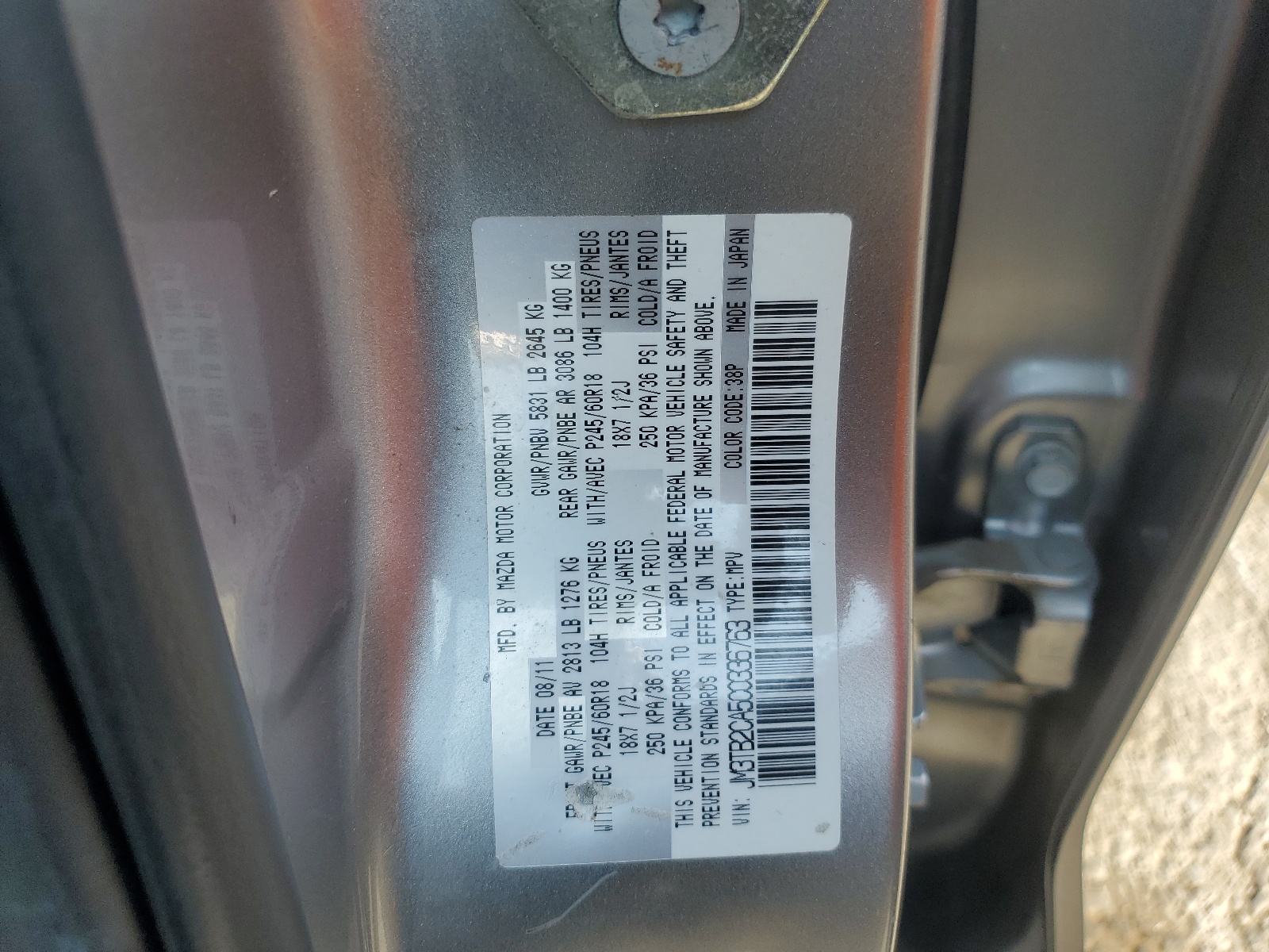 JM3TB2CA5C0336763 2012 Mazda Cx-9