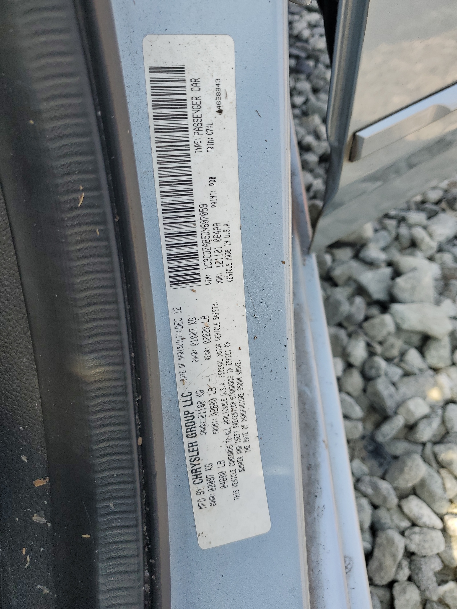 1C3CDZAB5DN607059 2013 Dodge Avenger Se