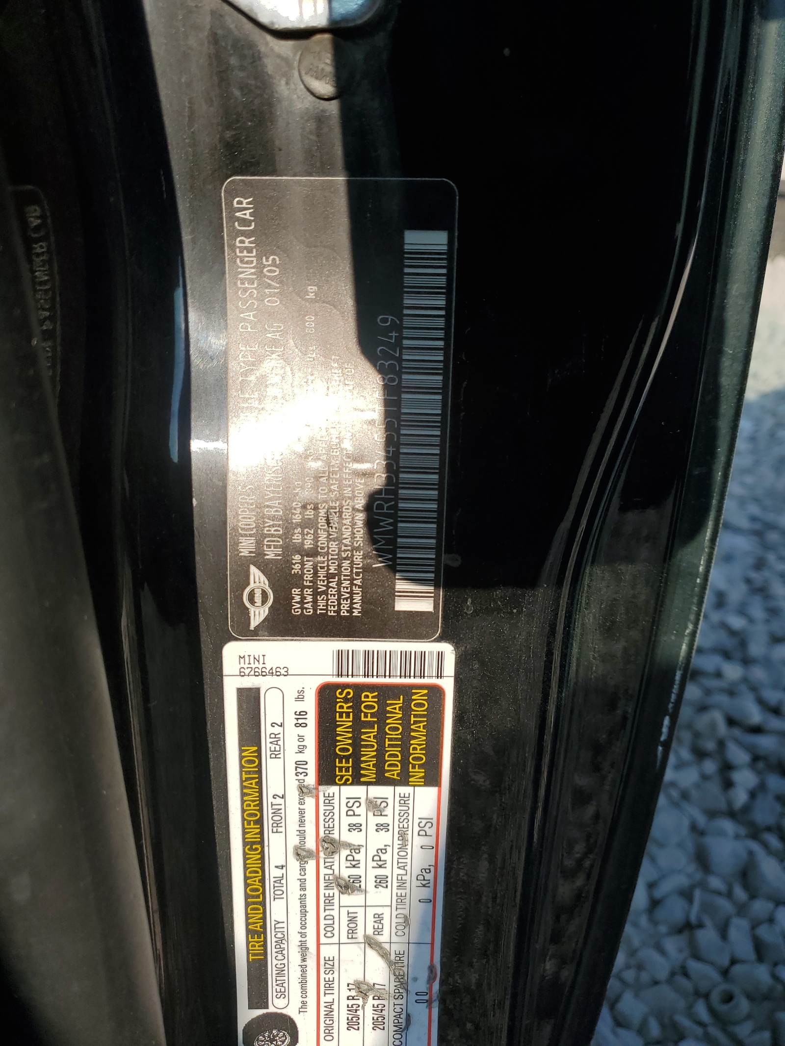 WMWRH33455TF83249 2005 Mini Cooper S