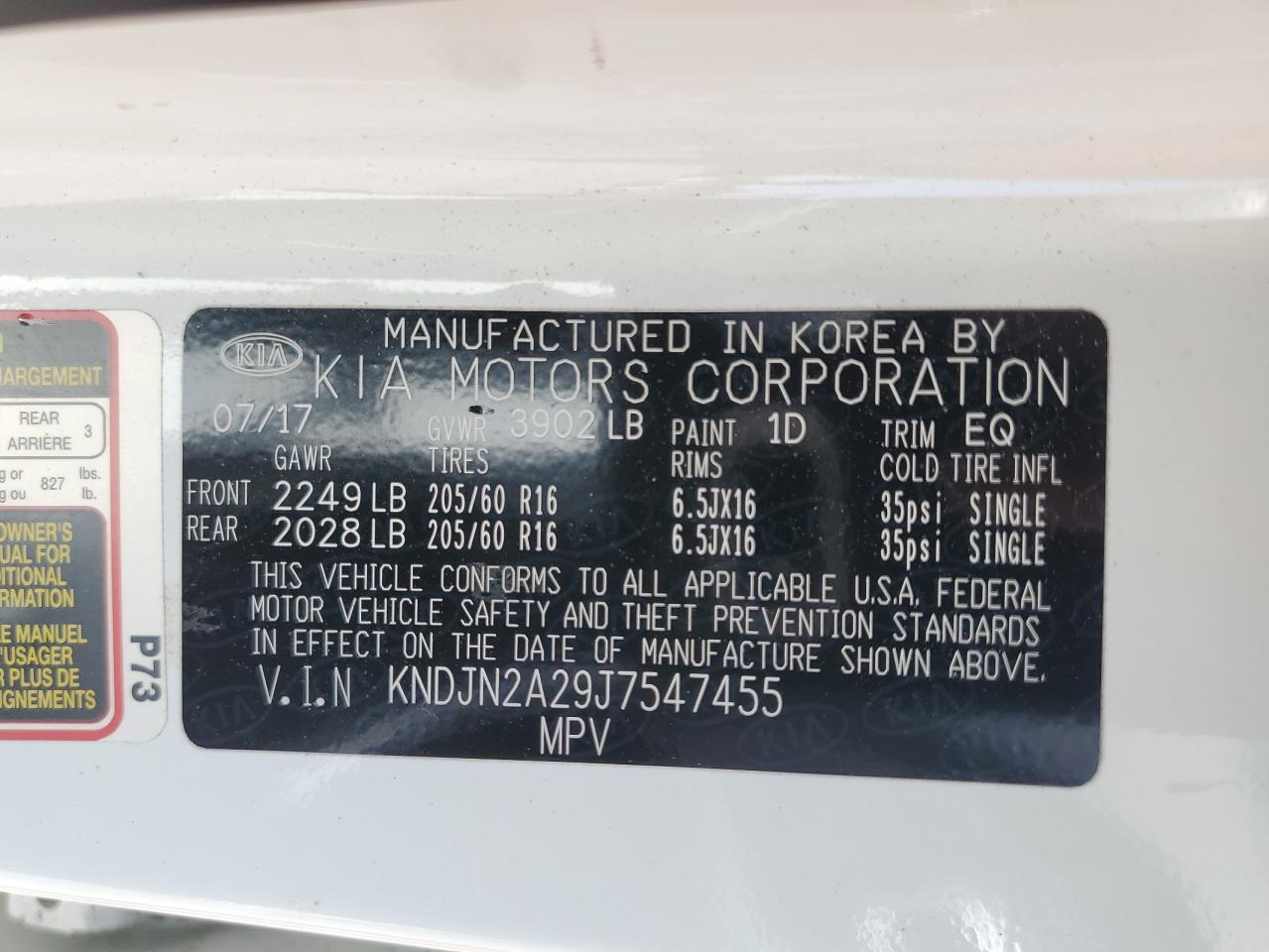 2018 Kia Soul VIN: KNDJN2A29J7547455 Lot: 65474334