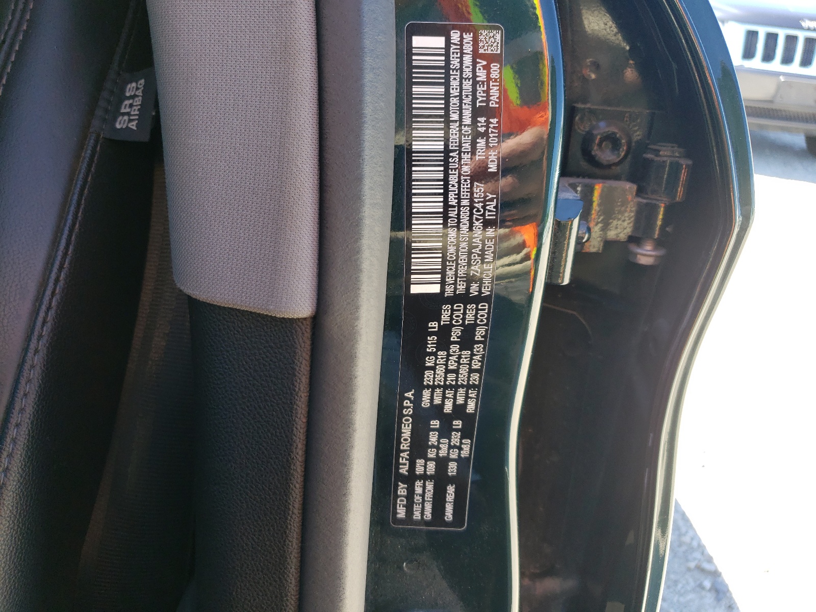 ZASPAJAN6K7C41557 2019 Alfa Romeo Stelvio