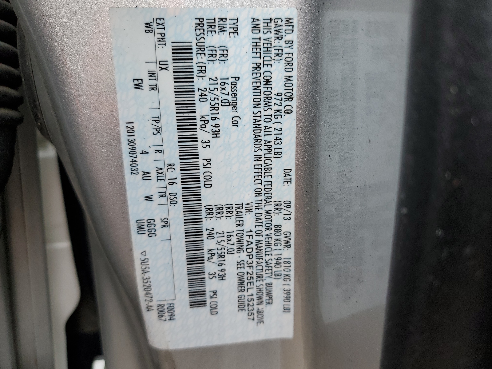 1FADP3F25EL152357 2014 Ford Focus Se