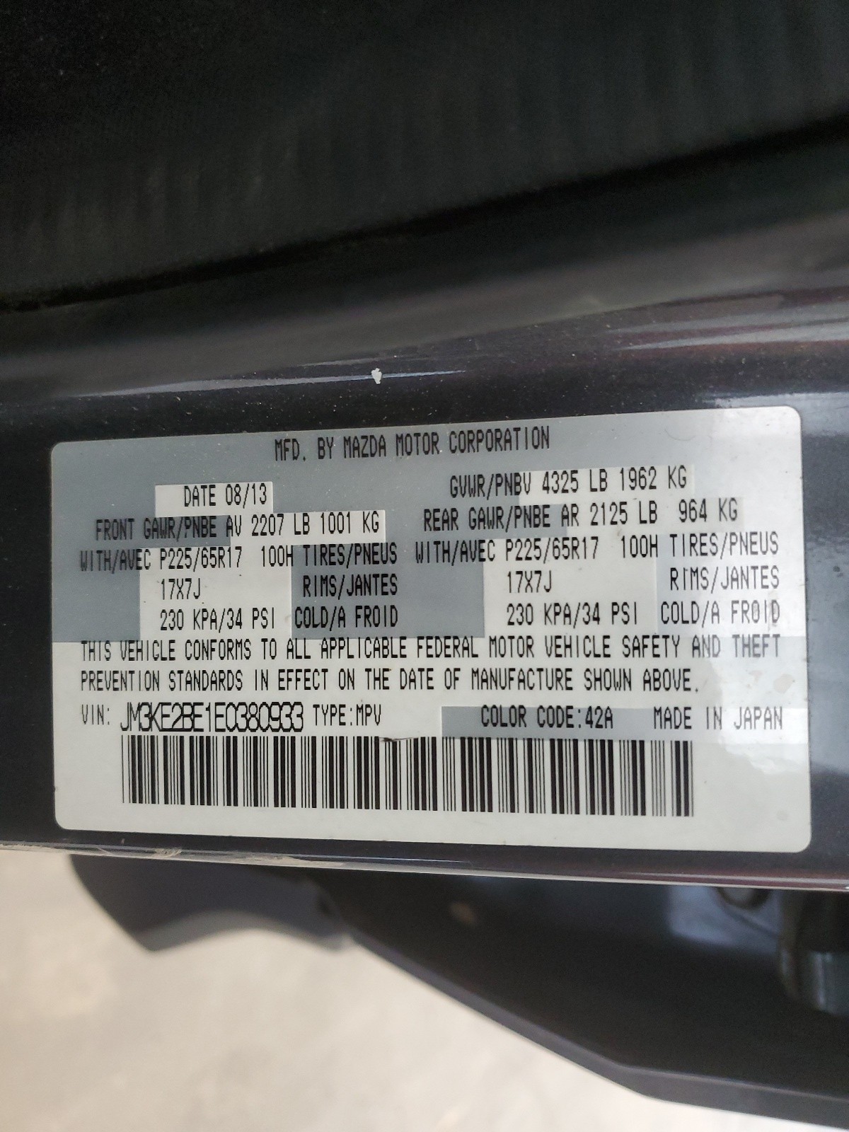 JM3KE2BE1E0380933 2014 Mazda Cx-5 Sport