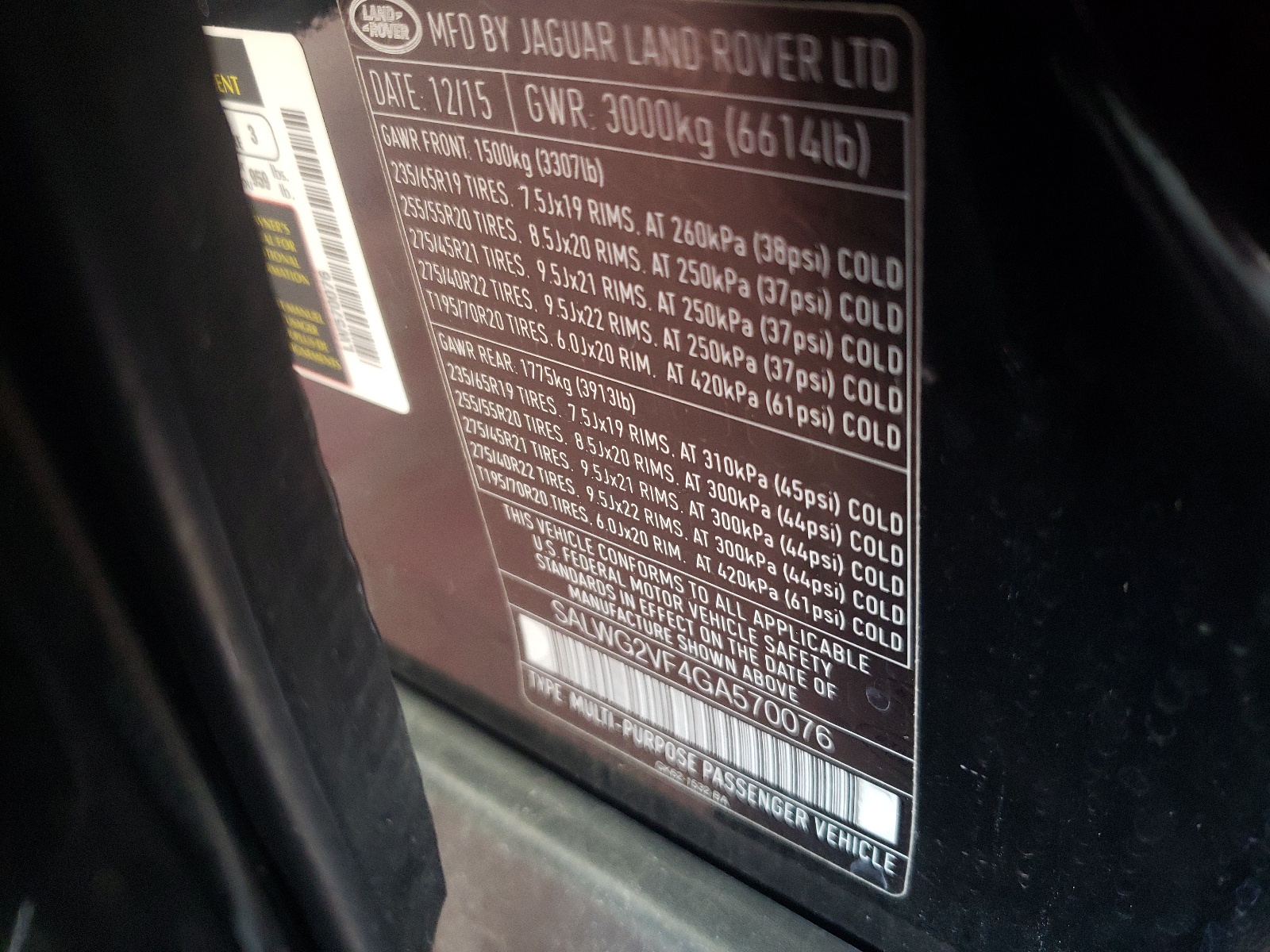 SALWG2VF4GA570076 2016 Land Rover Range Rover Sport Se