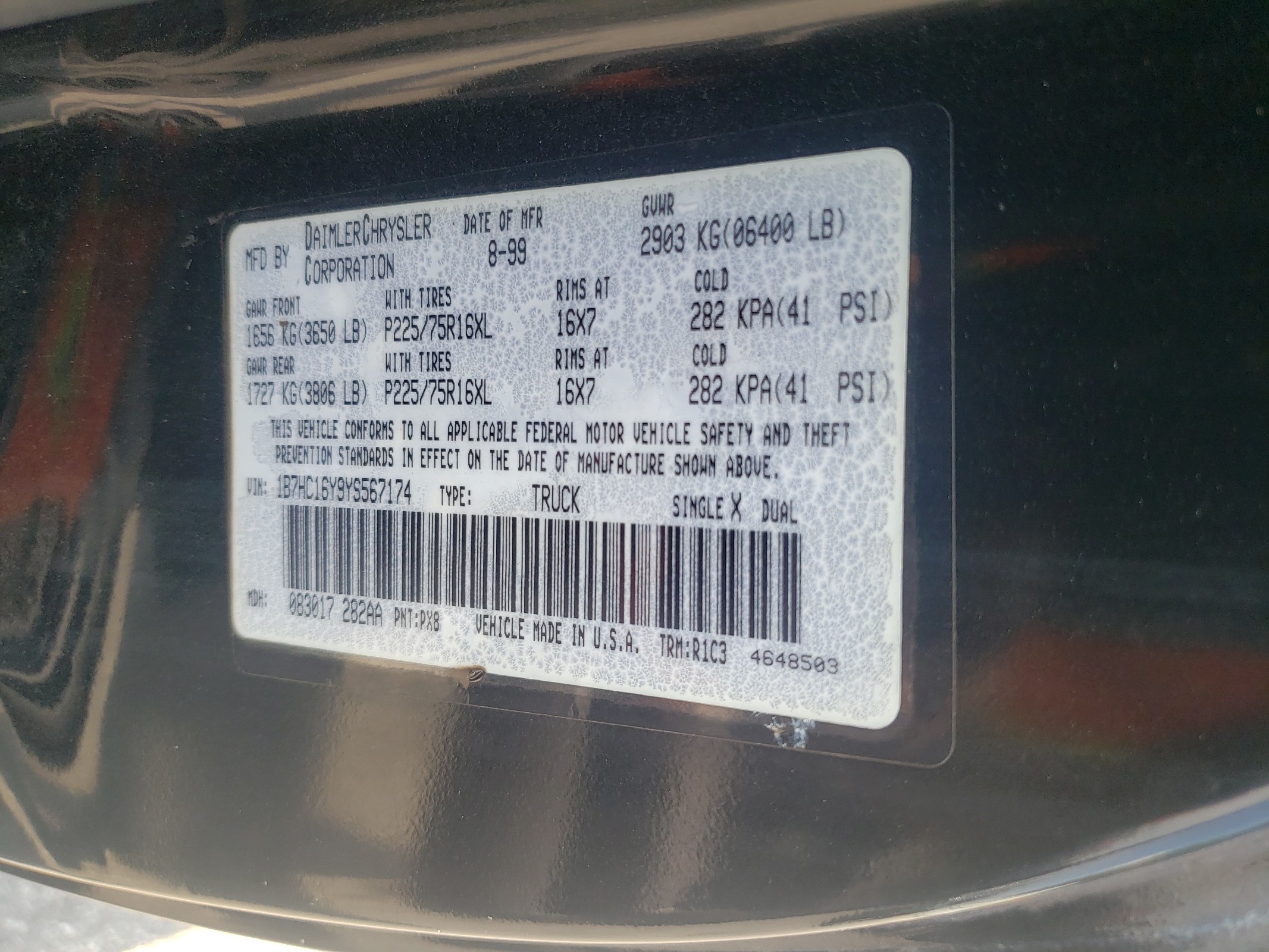 1B7HC16Y9YS567174 2000 Dodge Ram 1500