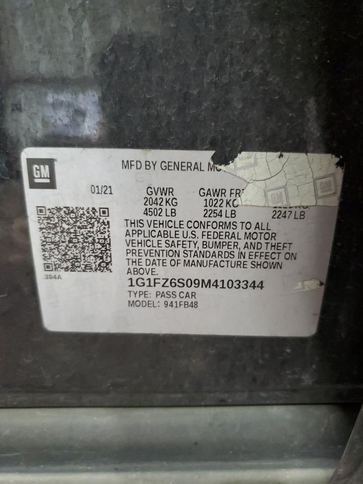 2021 Chevrolet Bolt Ev Premier VIN: 1G1FZ6S09M4103344 Lot: 64692964