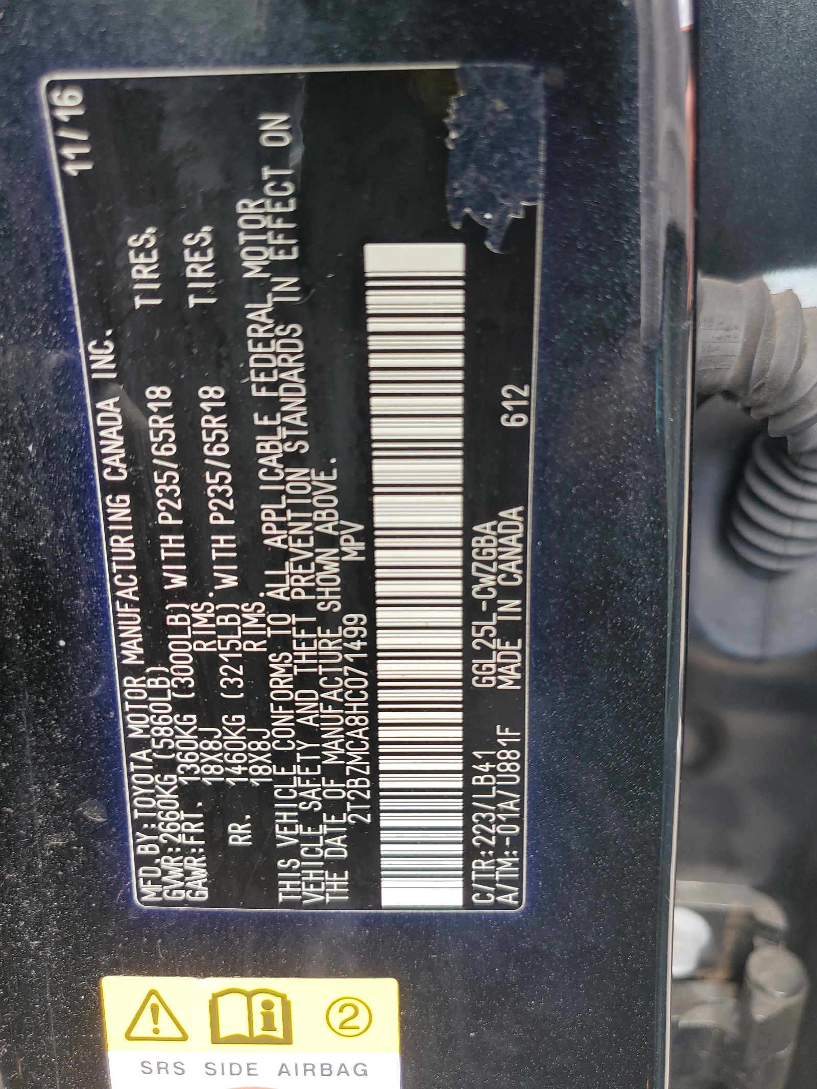 2T2BZMCA8HC071499 2017 Lexus Rx 350 Base