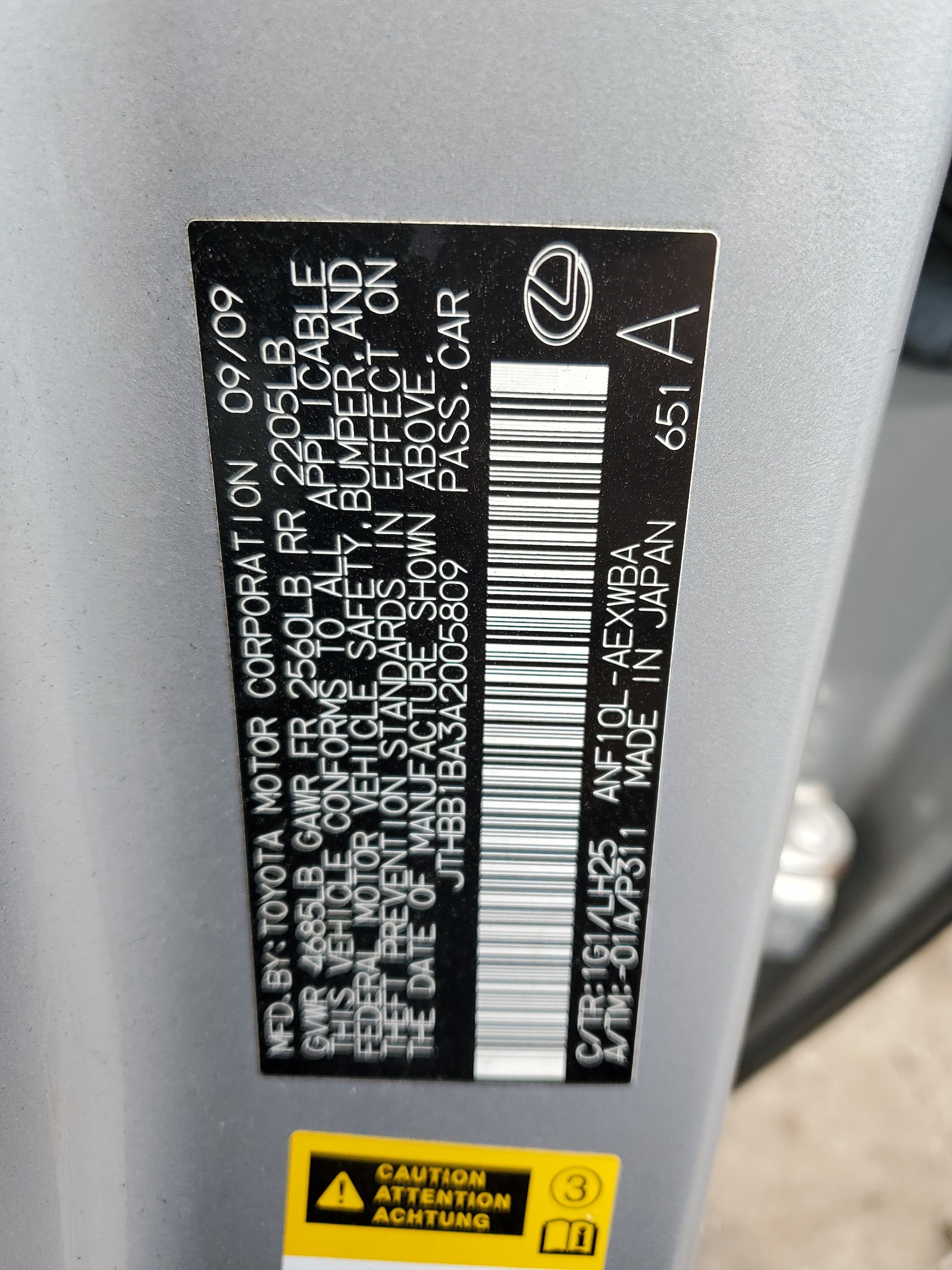 JTHBB1BA3A2005809 2010 Lexus Hs 250H