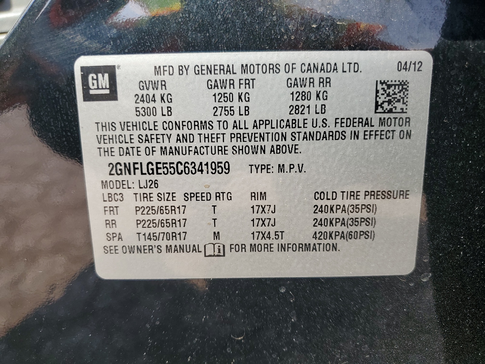 2GNFLGE55C6341959 2012 Chevrolet Equinox Ltz