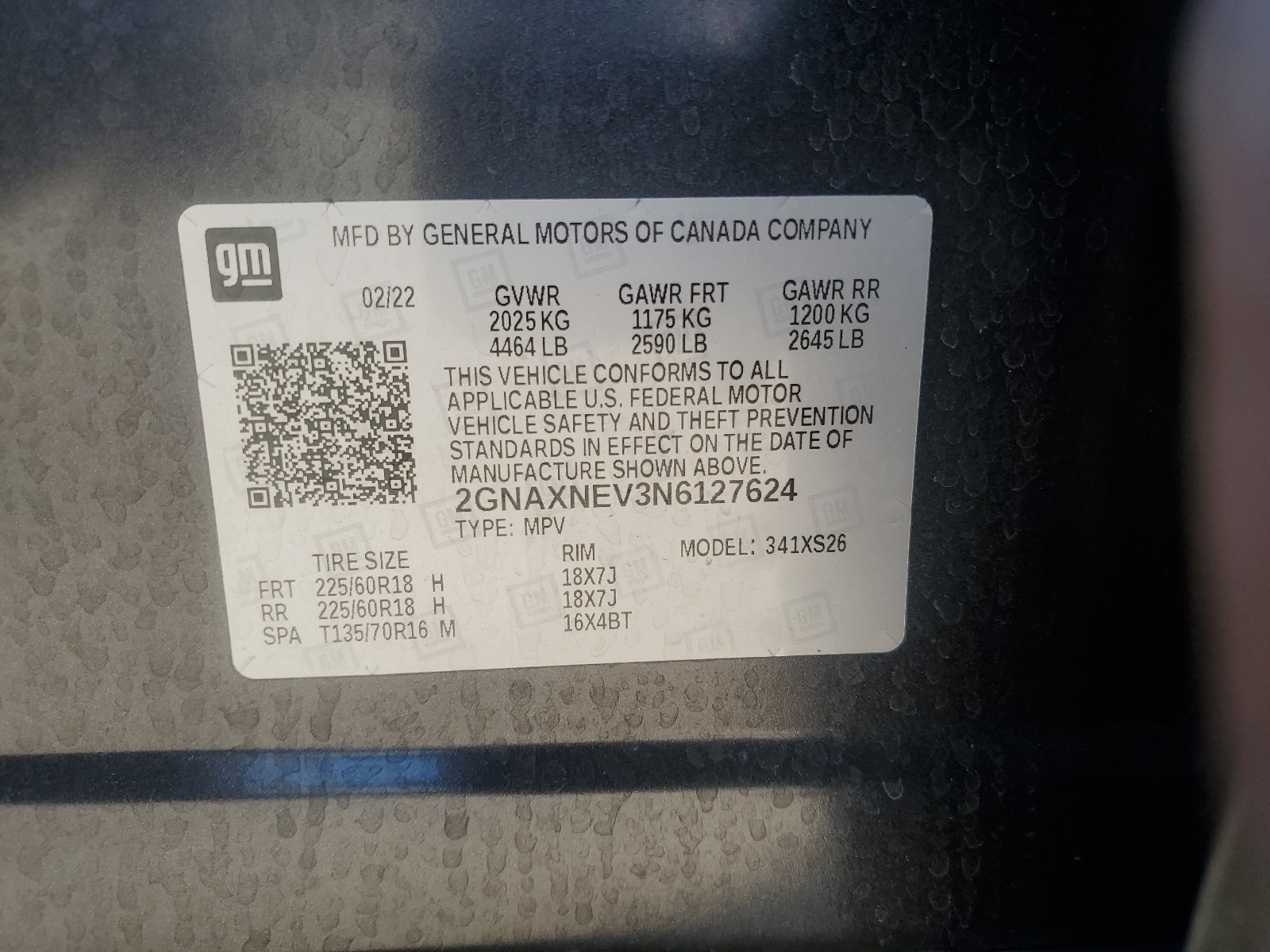 2GNAXNEV3N6127624 2022 Chevrolet Equinox Premier