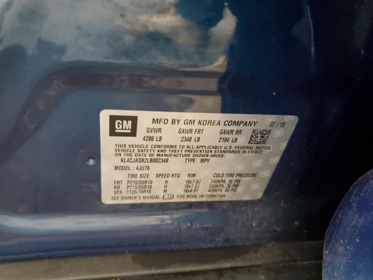 2020 Buick Encore Preferred VIN: KL4CJASB2LB002348 Lot: 65237194