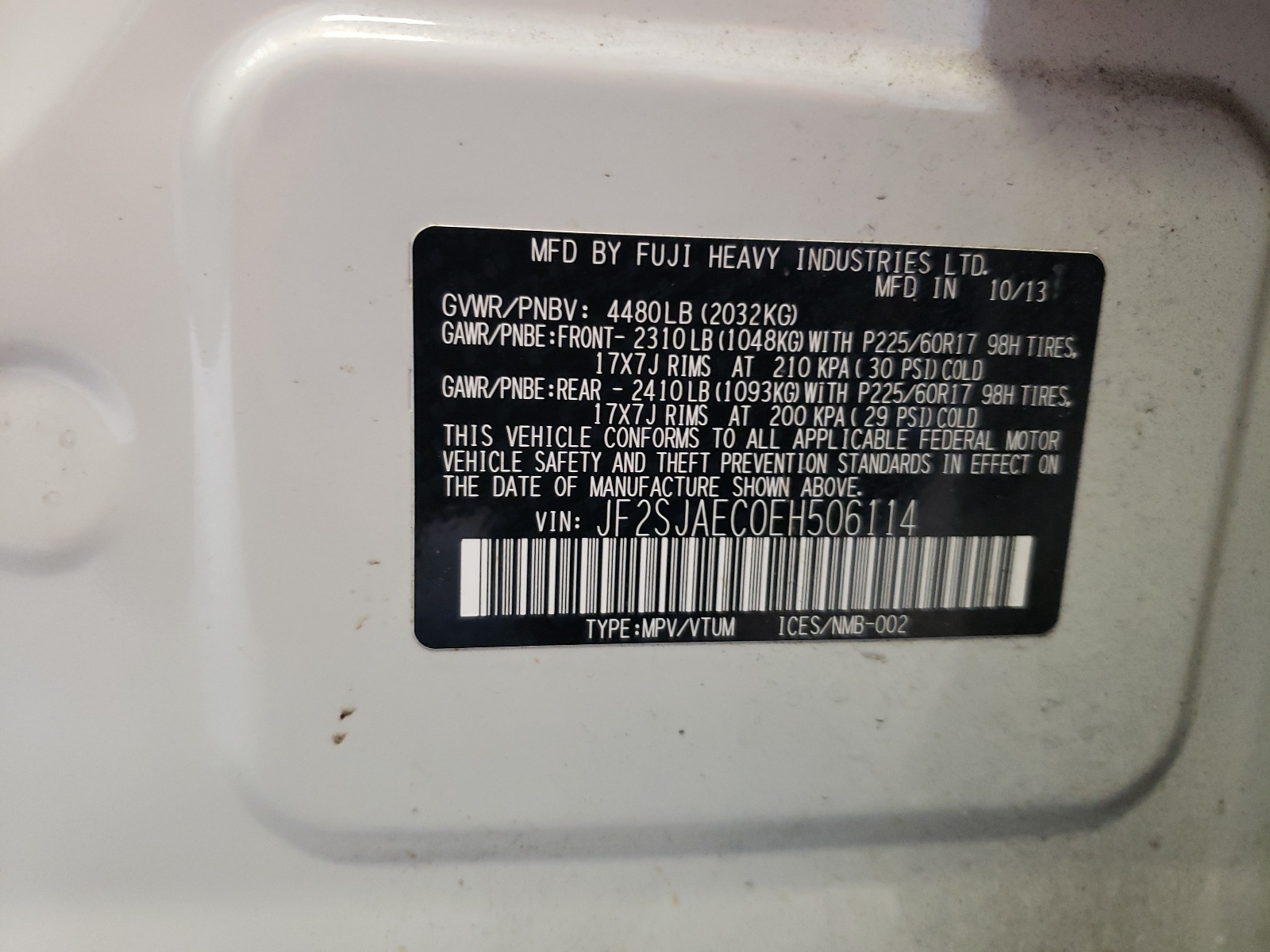 JF2SJAEC0EH506114 2014 Subaru Forester 2.5I Premium