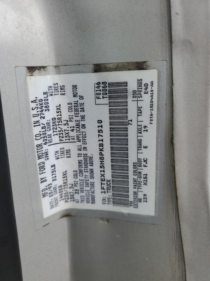 1993 Ford F150 VIN: 1FTEX15H8PKB17510 Lot: 64555394