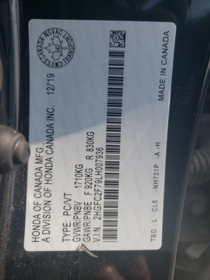 2020 Honda Civic Ex VIN: 2HGFC2F79LH007936 Lot: 60907235