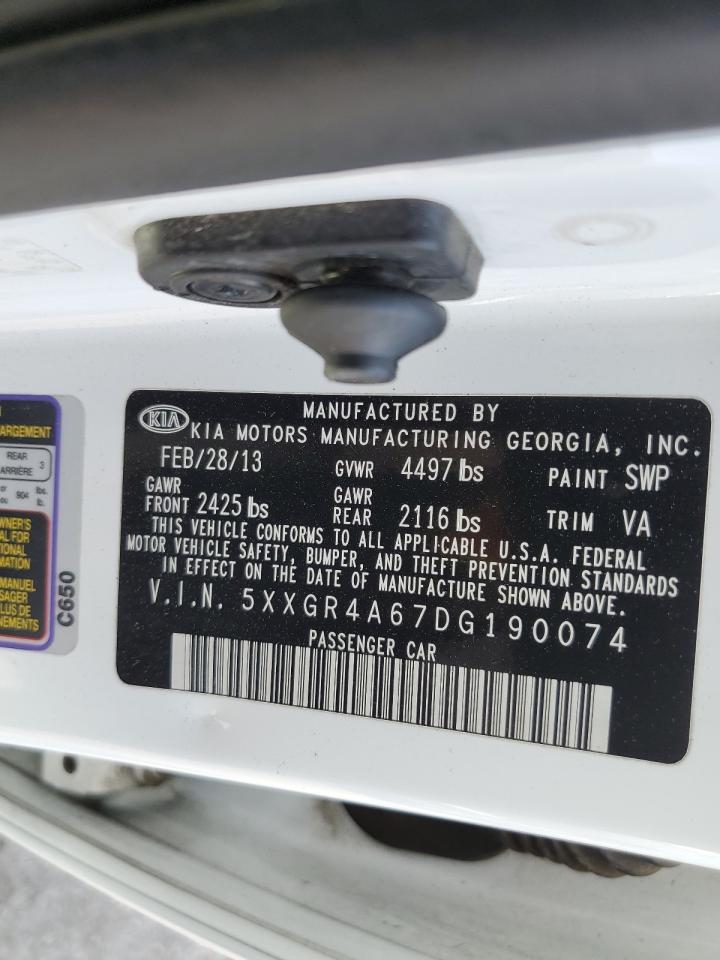 2013 Kia Optima Sx VIN: 5XXGR4A67DG190074 Lot: 60970024