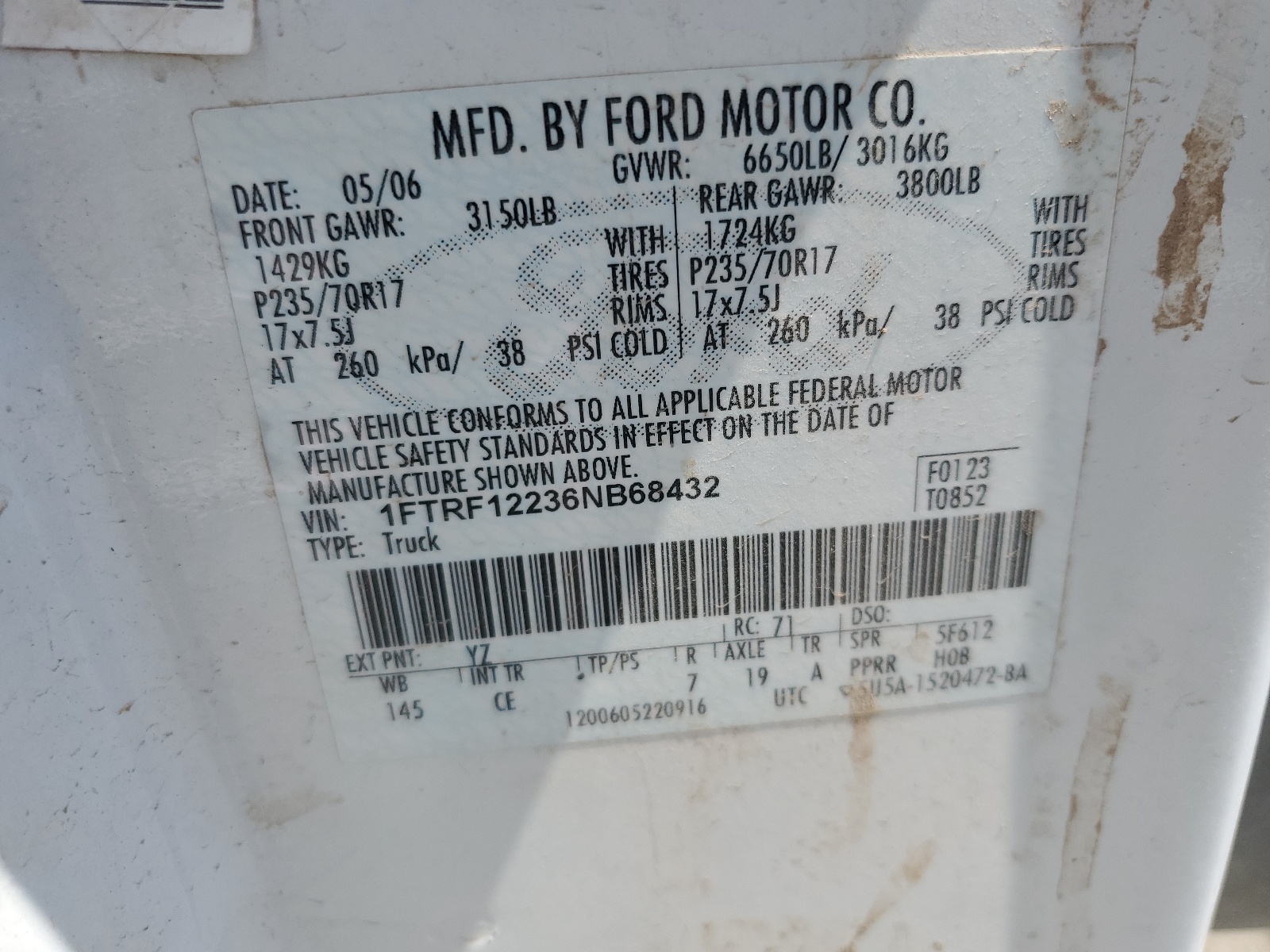 1FTRF12236NB68432 2006 Ford F150