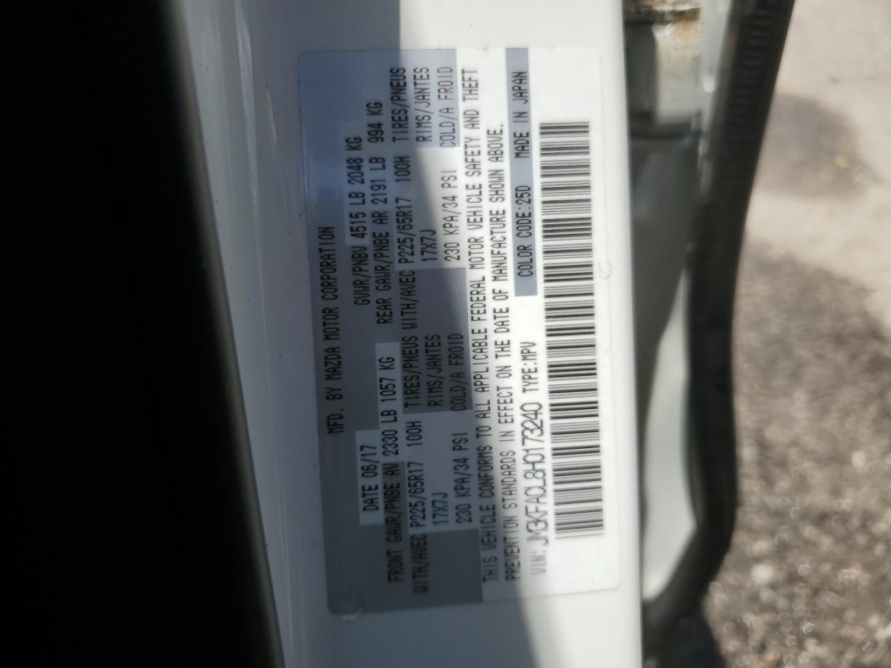 2017 Mazda Cx-5 Touring VIN: JM3KFACL8H0173240 Lot: 62642994