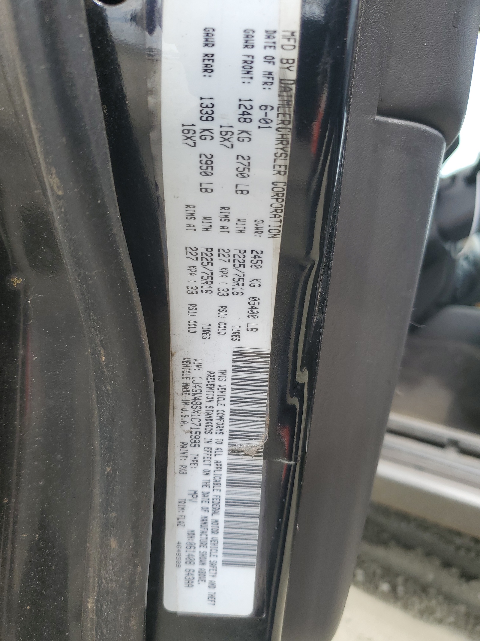 1J4GW48SX1C715999 2001 Jeep Grand Cherokee Laredo