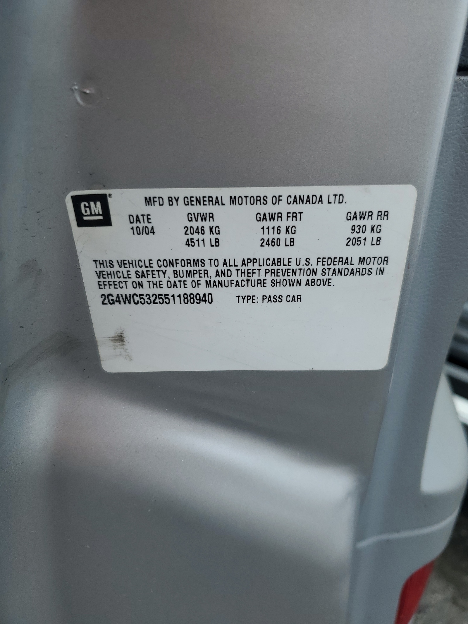 2G4WC532551188940 2005 Buick Lacrosse Cx