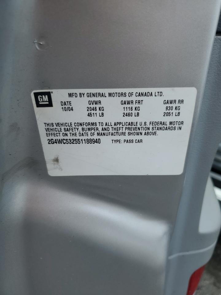 2005 Buick Lacrosse Cx VIN: 2G4WC532551188940 Lot: 63880784