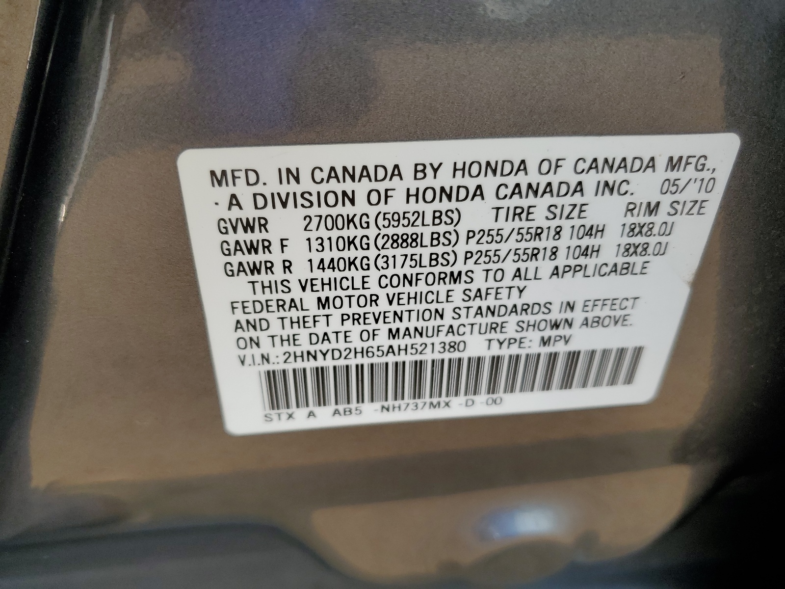 2HNYD2H65AH521380 2010 Acura Mdx Technology