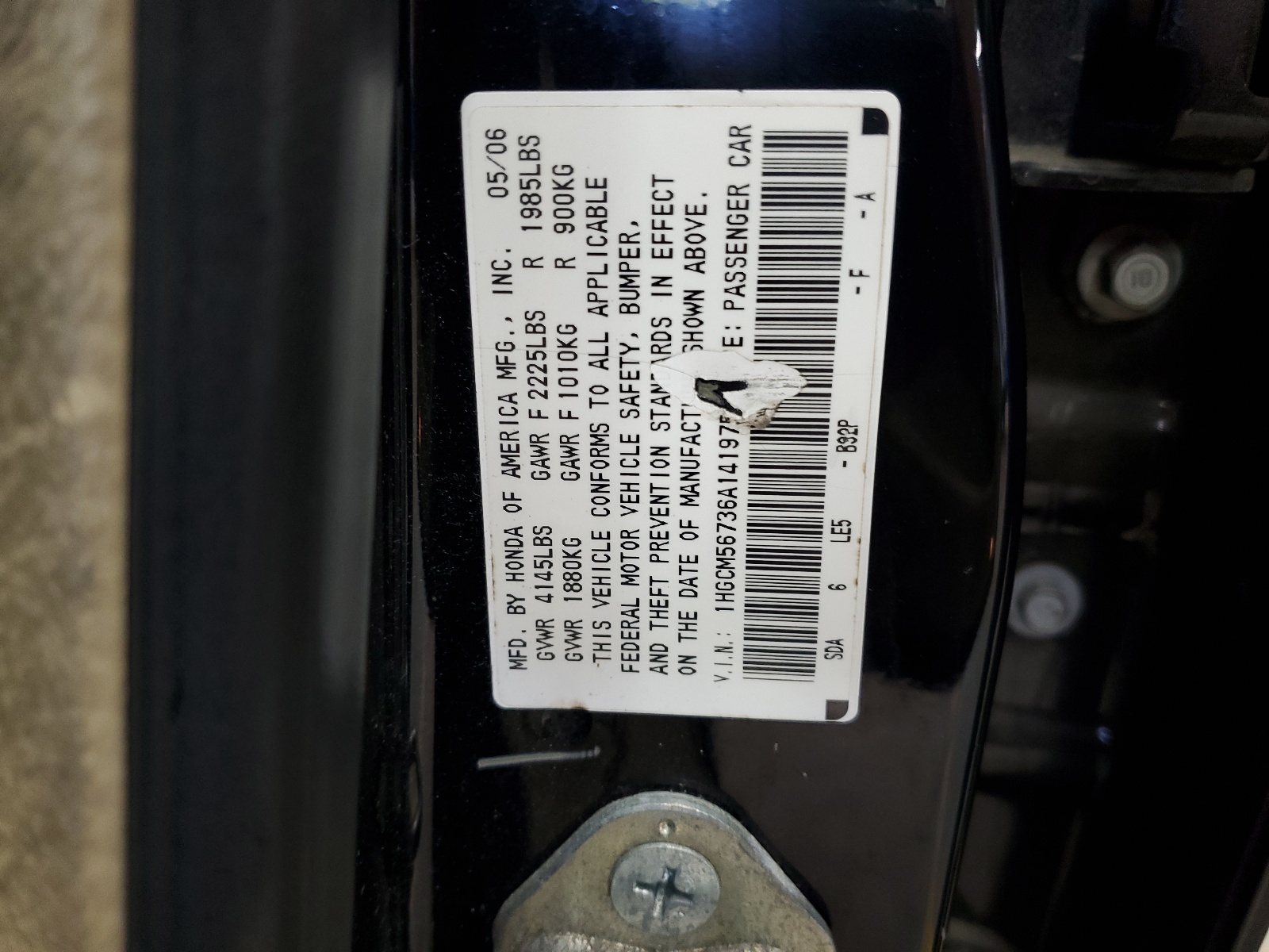 1HGCM56736A141975 2006 Honda Accord Ex