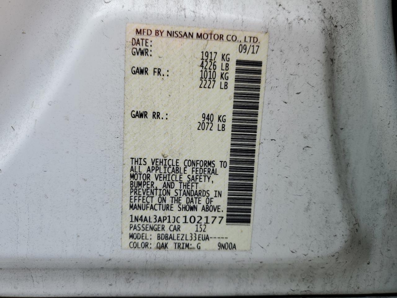 1N4AL3AP1JC102177 2018 NISSAN ALTIMA - Image 12