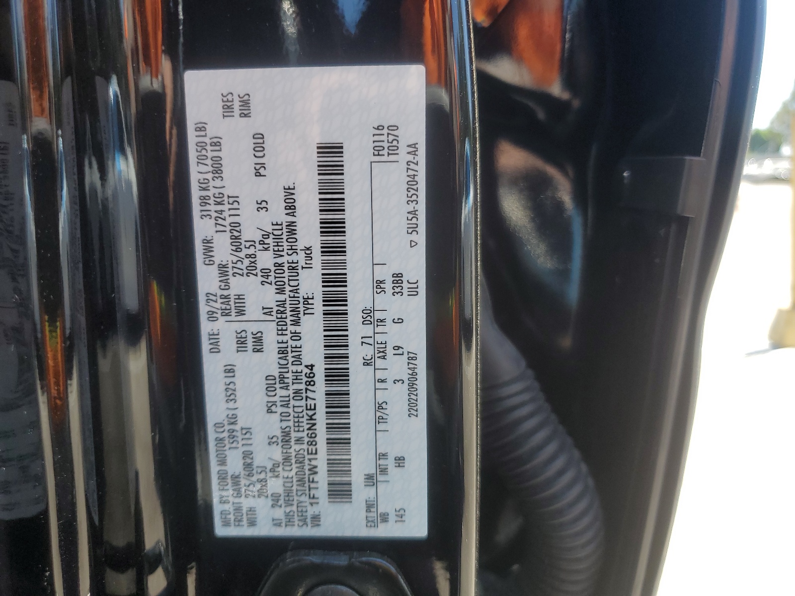 1FTFW1E86NKE77864 2022 Ford F150 Supercrew