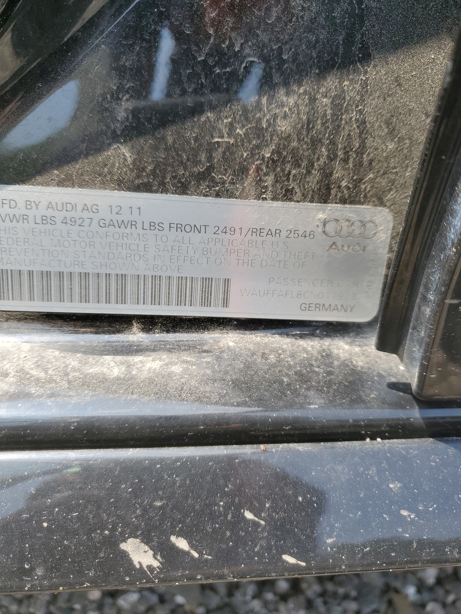 WAUFFAFL8CN017973 2012 Audi A4 Premium Plus