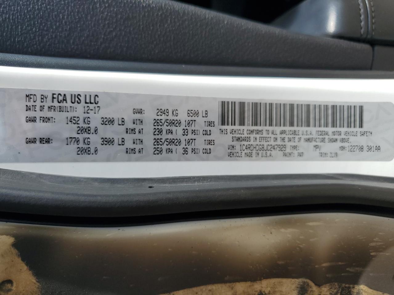 2018 Dodge Durango Gt VIN: 1C4RDHDG8JC247929 Lot: 63143734